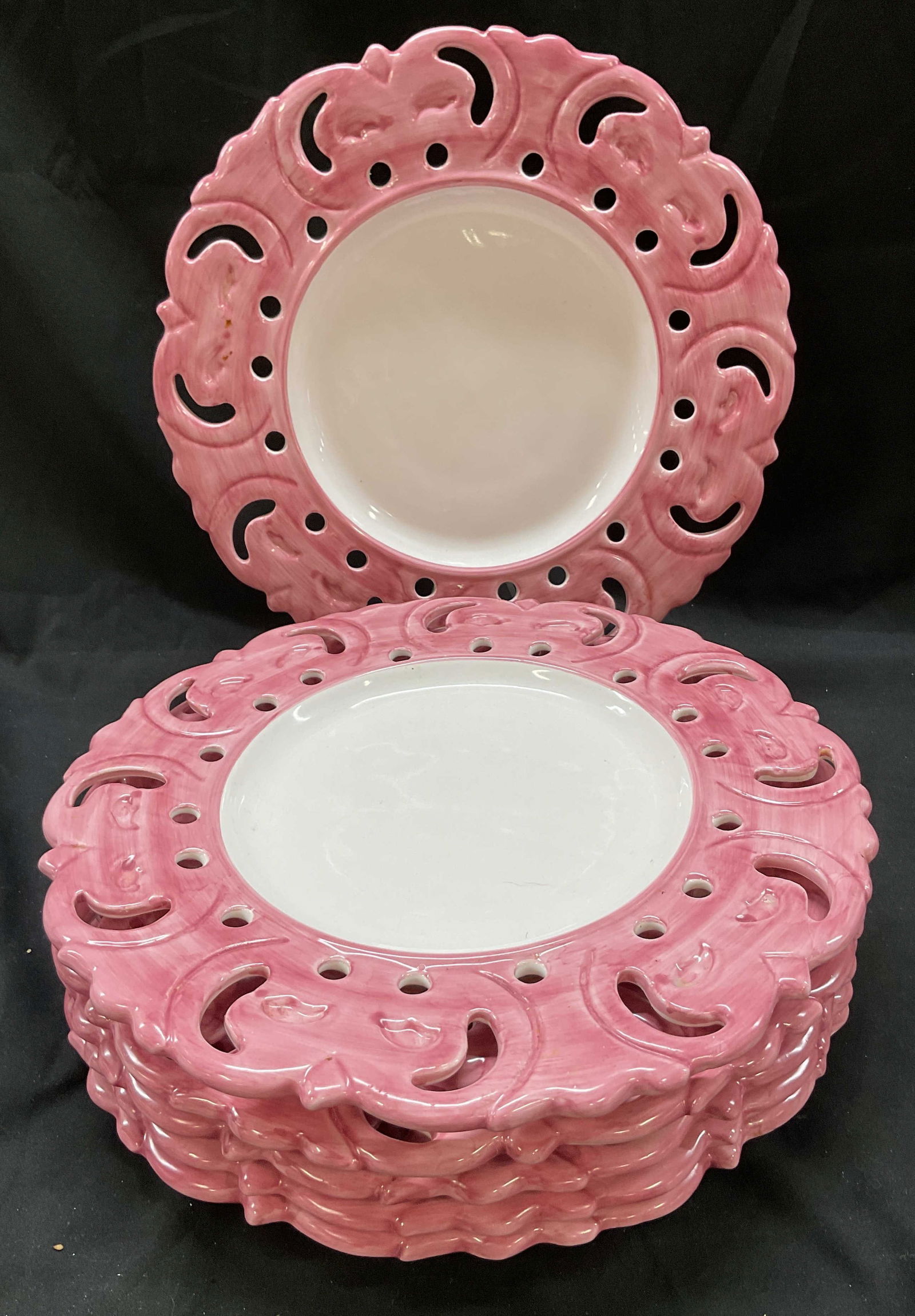 Set 6 Vtg Signed Porta Portugal Reticulated Platters (1 of 9)