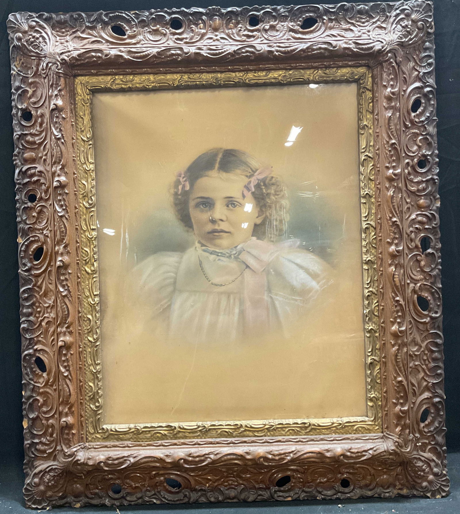 Framed Antique Color Portrait Of A Child (1 of 6)