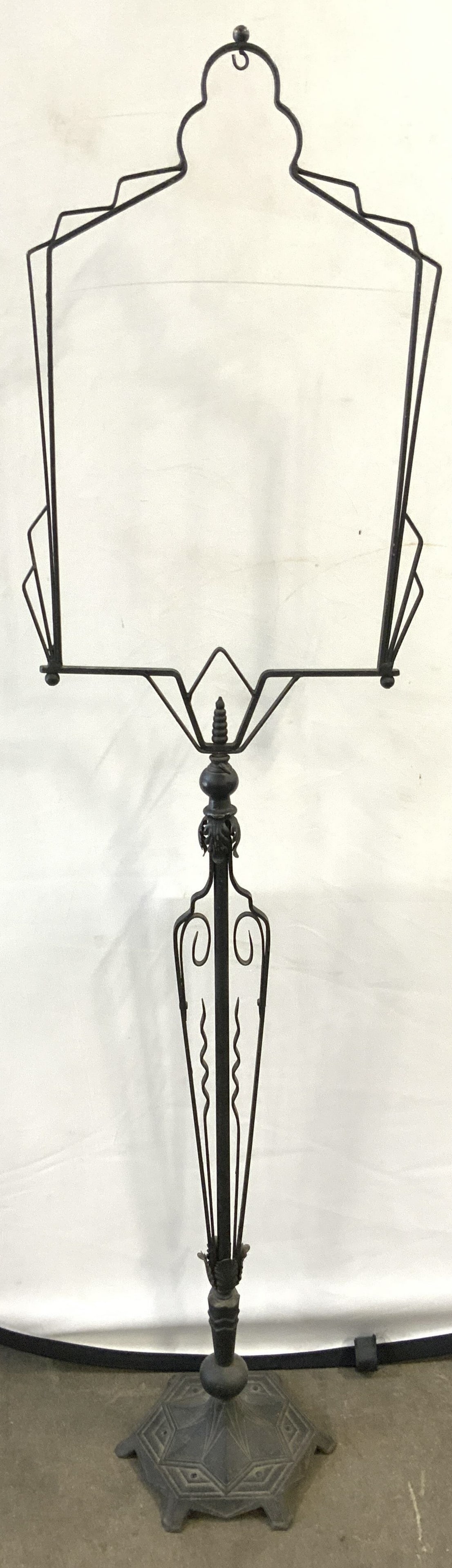 Antq Spanish Revival Wrought Iron Sign Holder 68in (1 of 8)