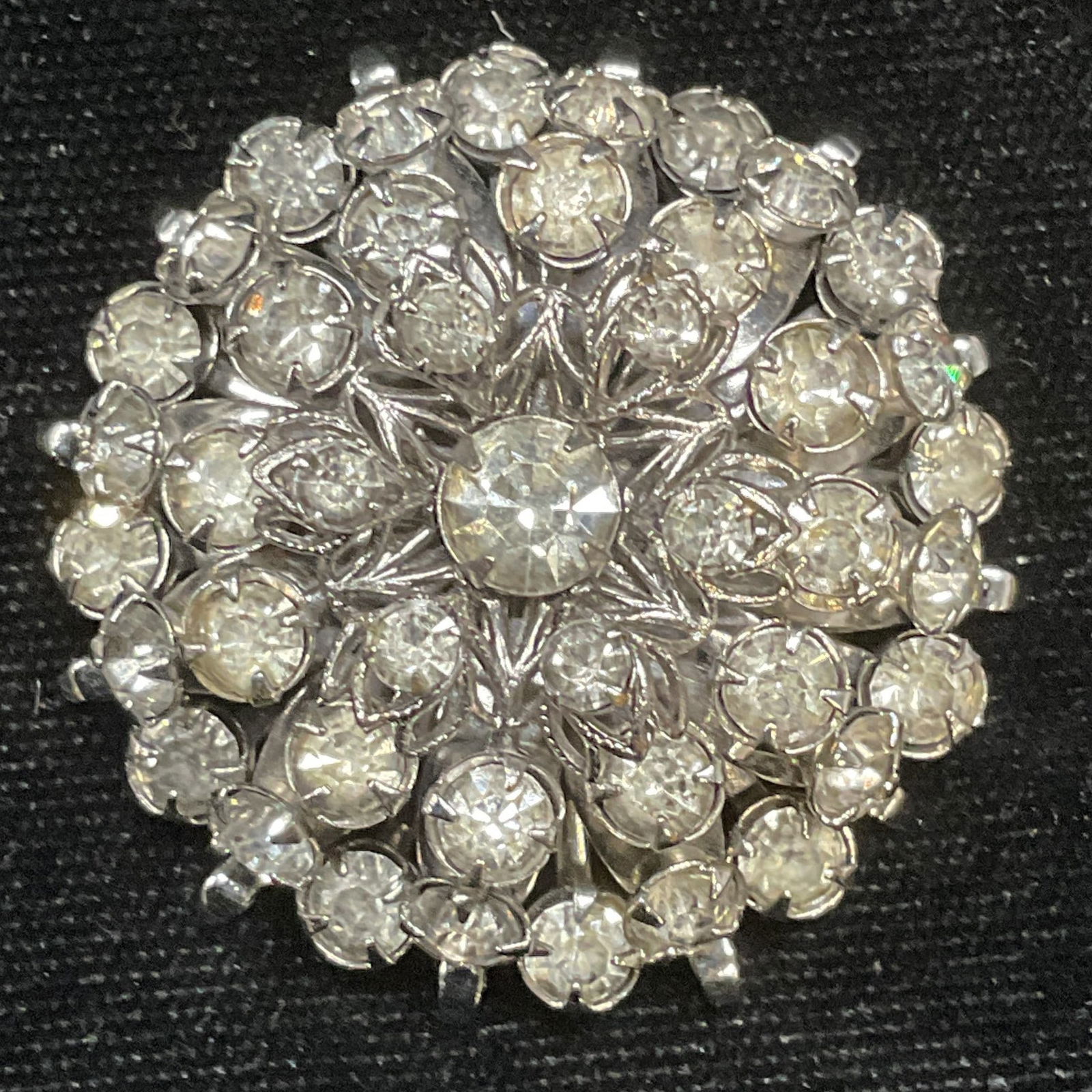 Vintage Silver Tone Crystal Flower Brooch (1 of 6)