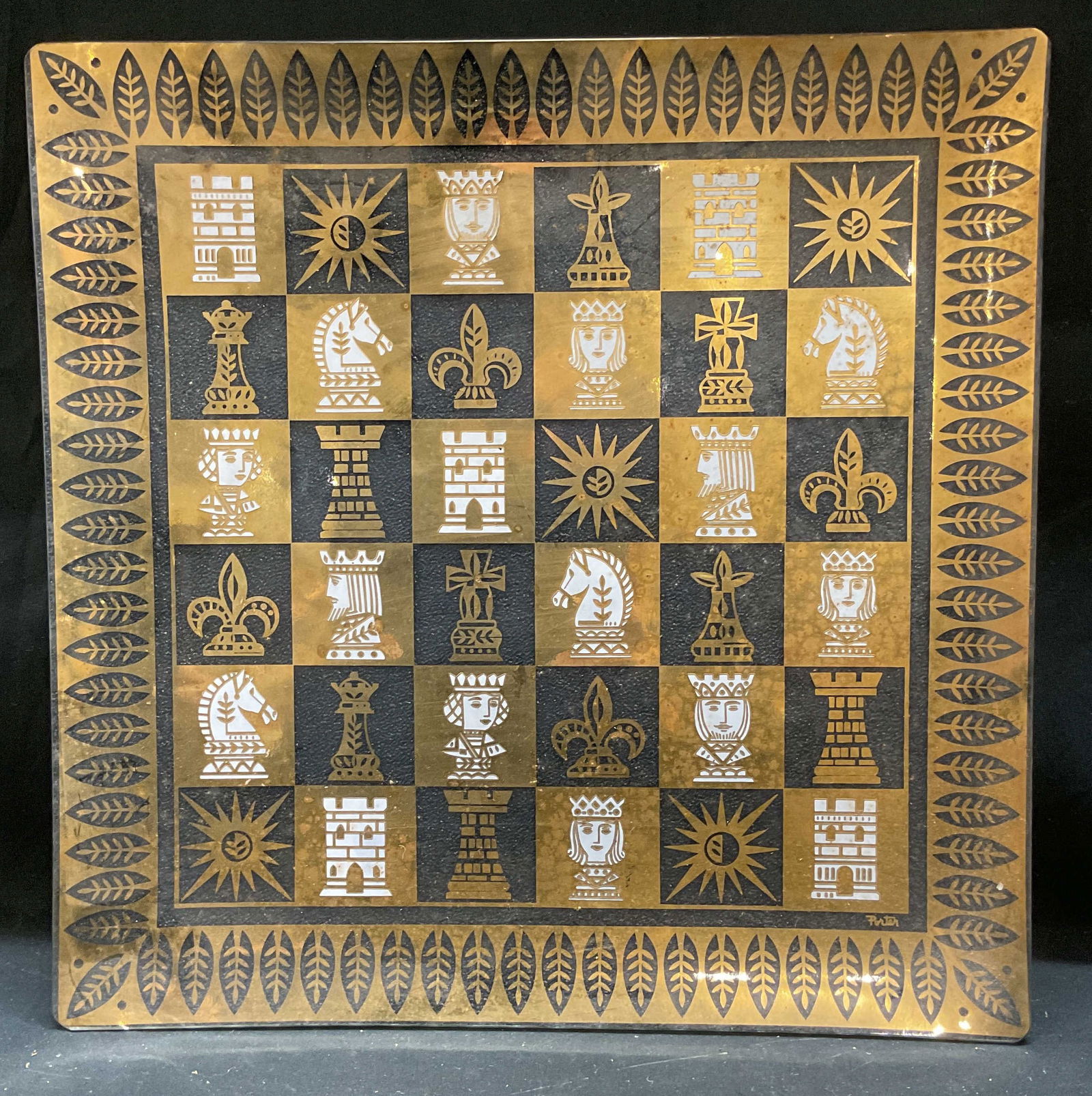 MCM Tracy Porter Gilt Glass Chessboard Platter (1 of 7)