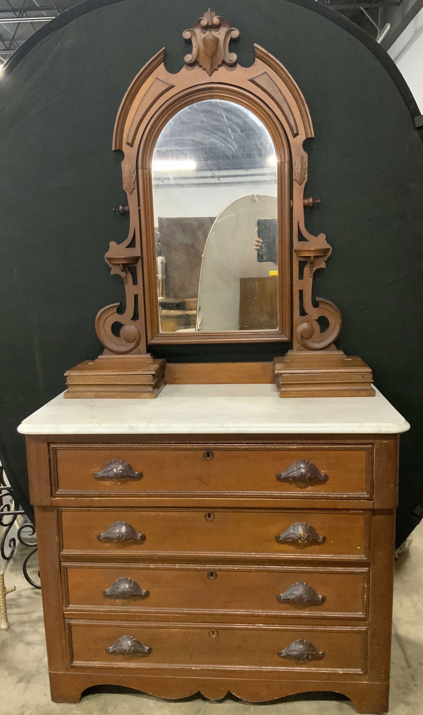 Vintage Marble & Wooden Dresser Vanity W Mirror (1 of 10)