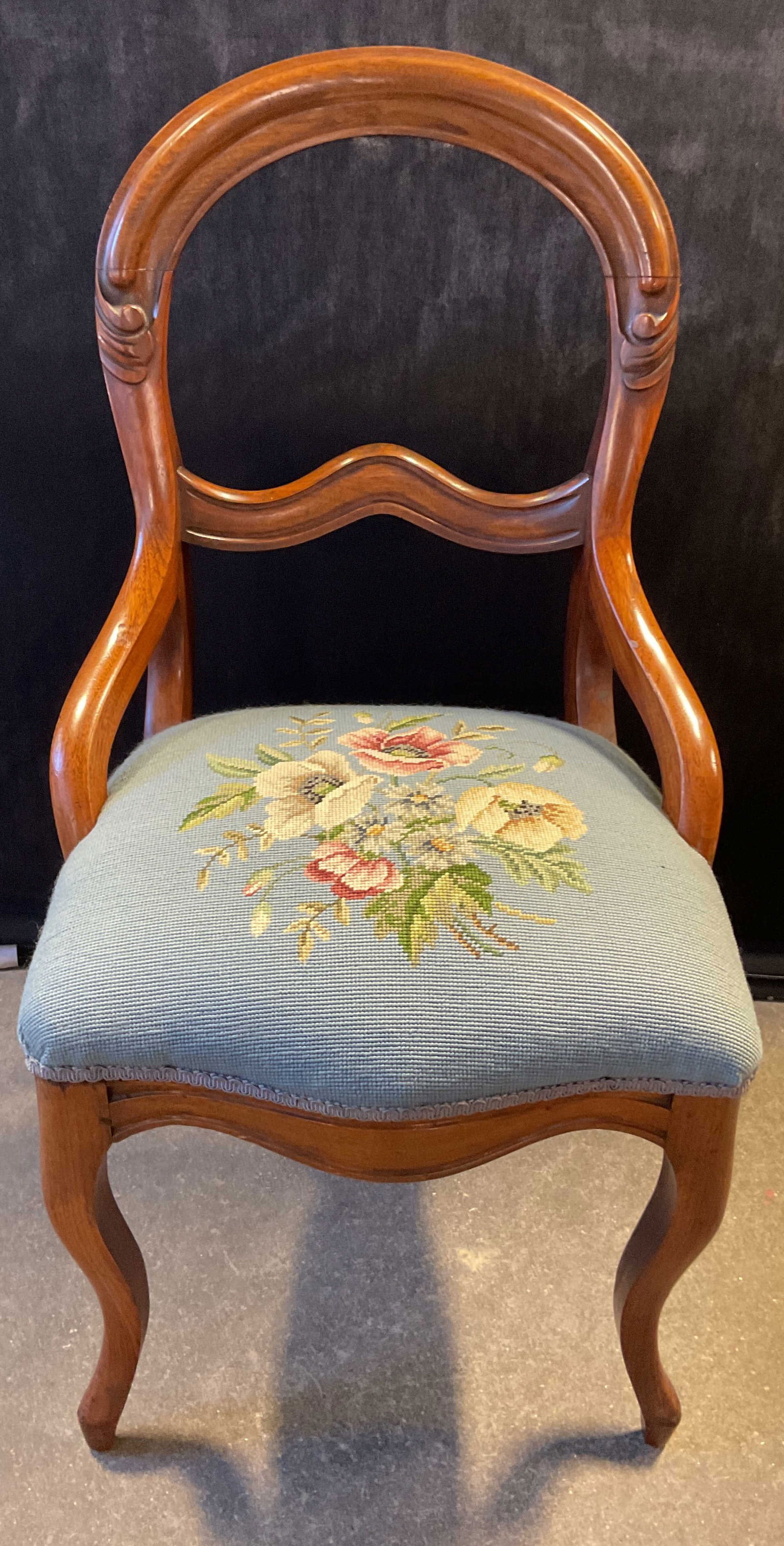 Antique Victorian Style Needlepoint Side Chair (1 of 7)