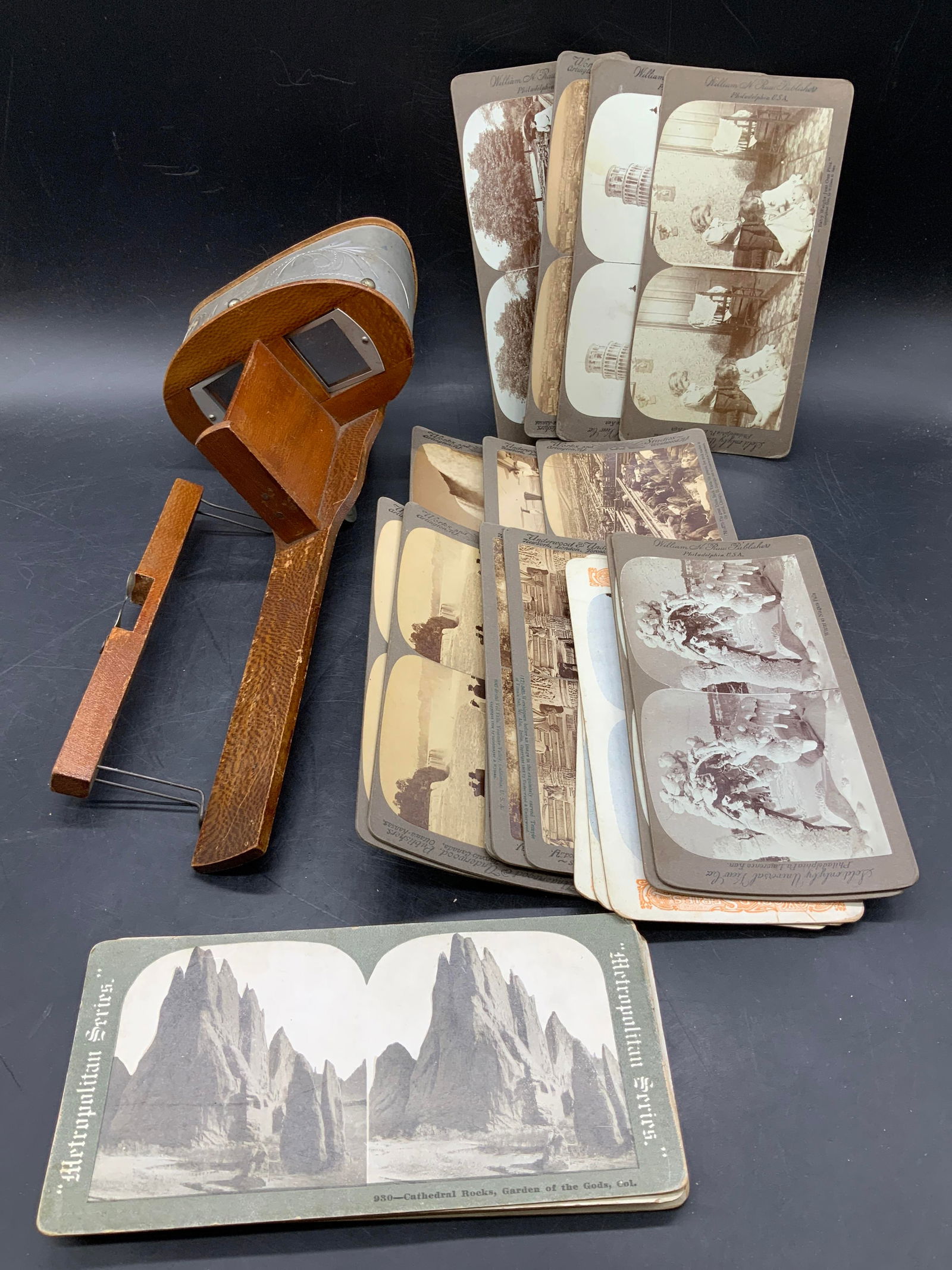 Lot 10+ Antq Stereoscope Viewer & Cards UNIVERSAL+ (1 of 10)