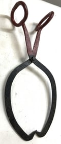 XL Antique Iron Ice Tongs W Red Handles