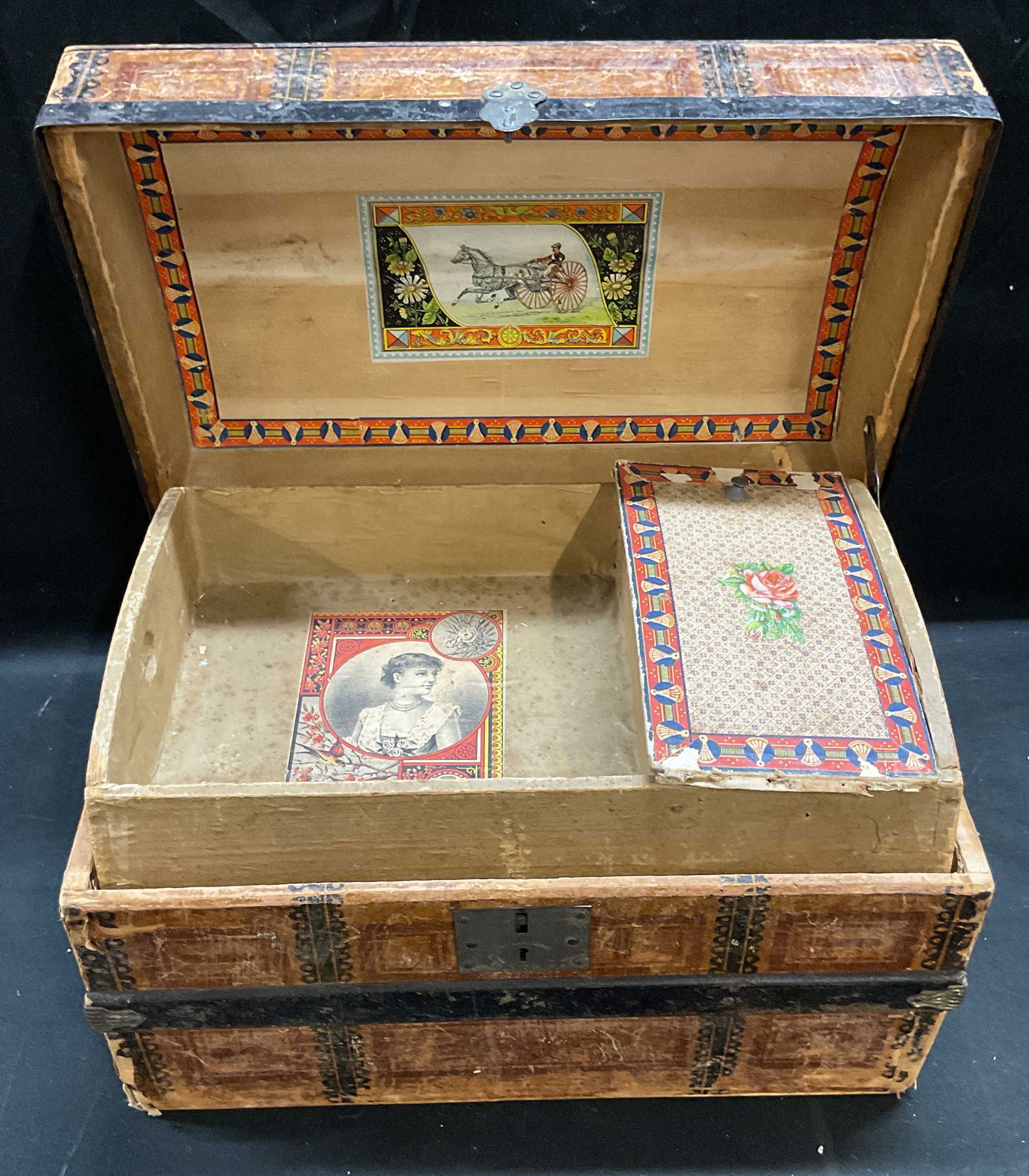 Antique 1869 Wood Dome Top Doll Trunk (1 of 12)