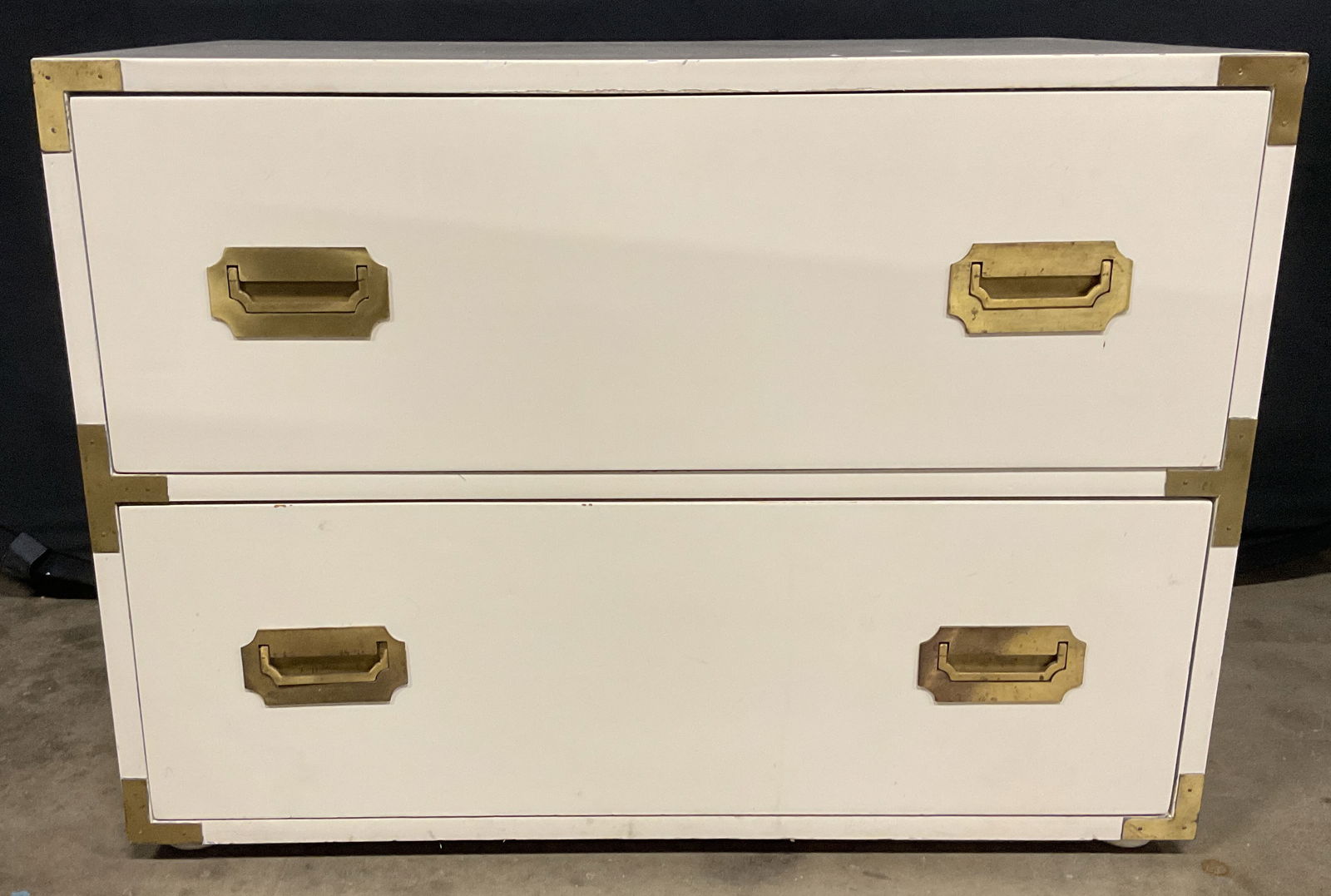 MCM White Wood & Brass Campaign Nightstand (1 of 6)