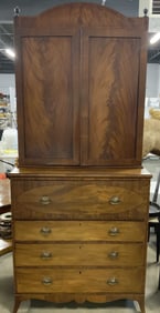 Antique Walnut Secretary Bkcase W Drop Dwn Desk