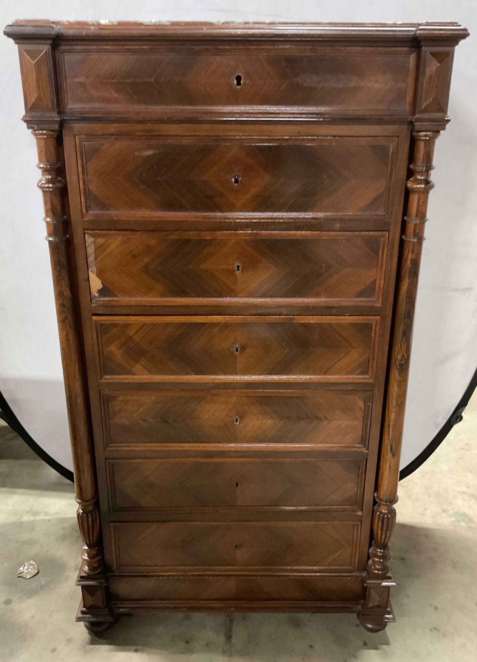 Antique Flame Mahogany Marble Top Dresser (1 of 7)