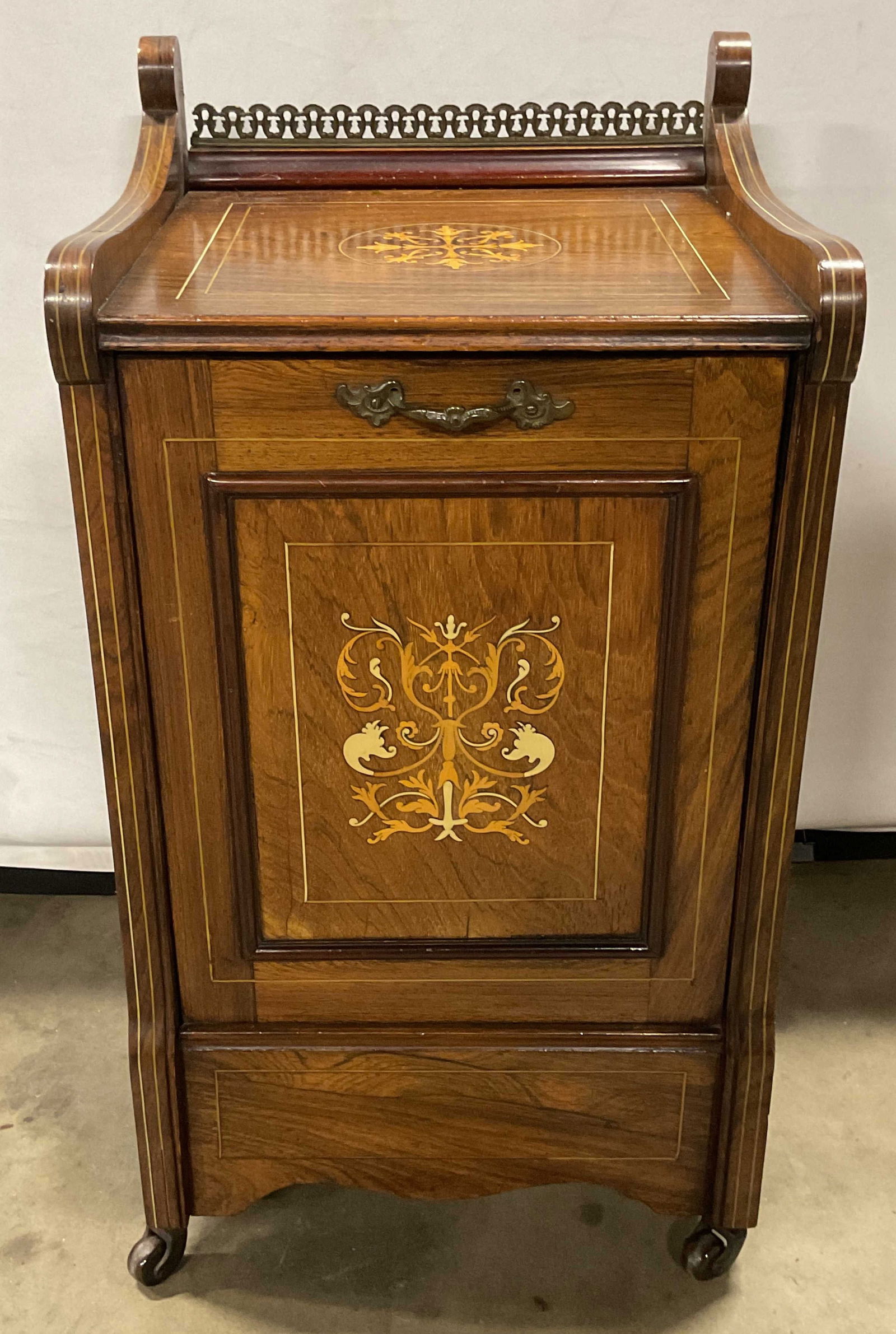 Antique Victorian Style Marquetry Coal Box (1 of 6)