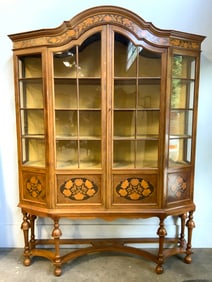 Jacobean Style 20th C Country Hutch W Floral Inlay