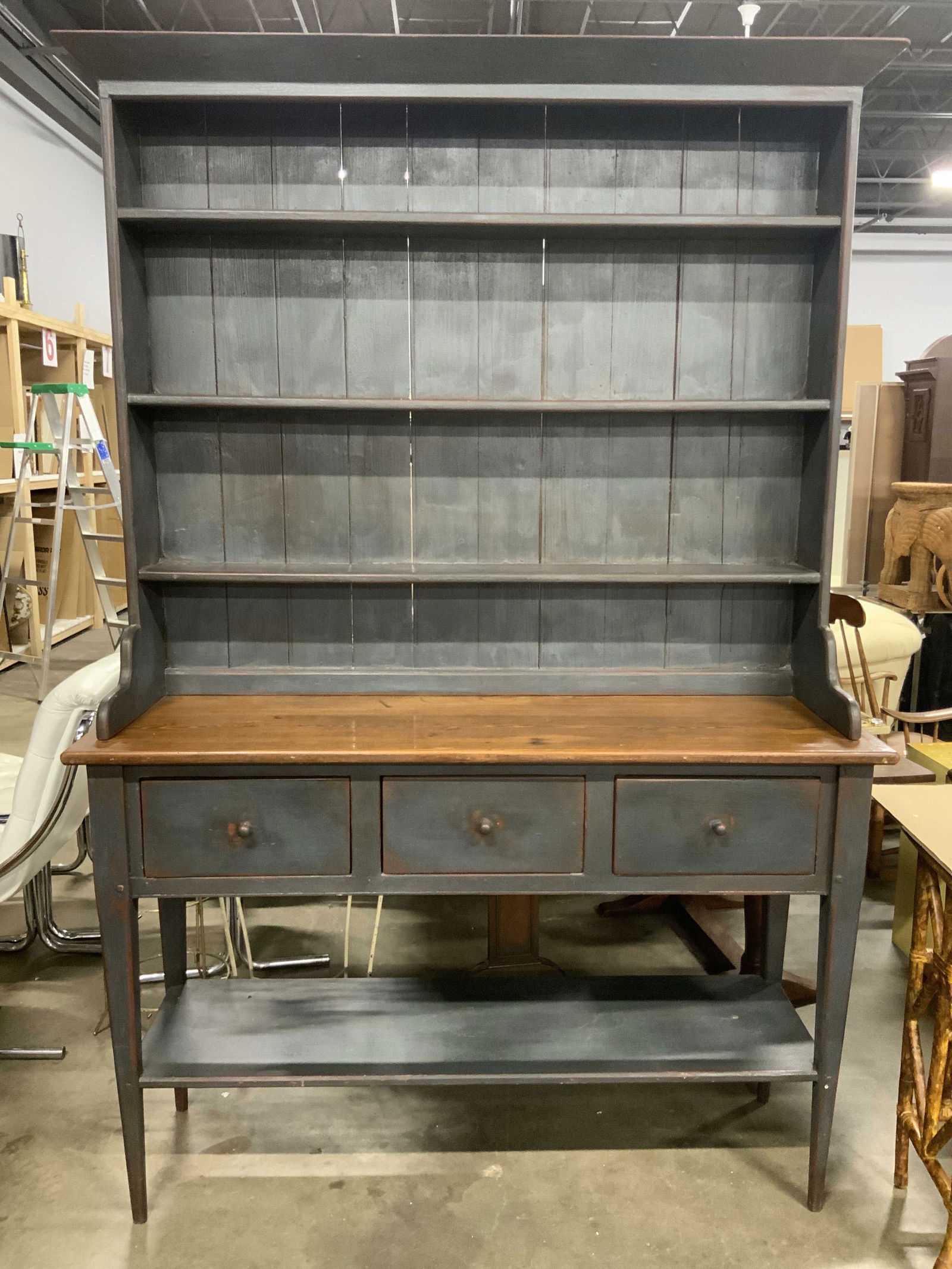Vintage Wooden Farmhouse Hutch W Drawers (1 of 8)