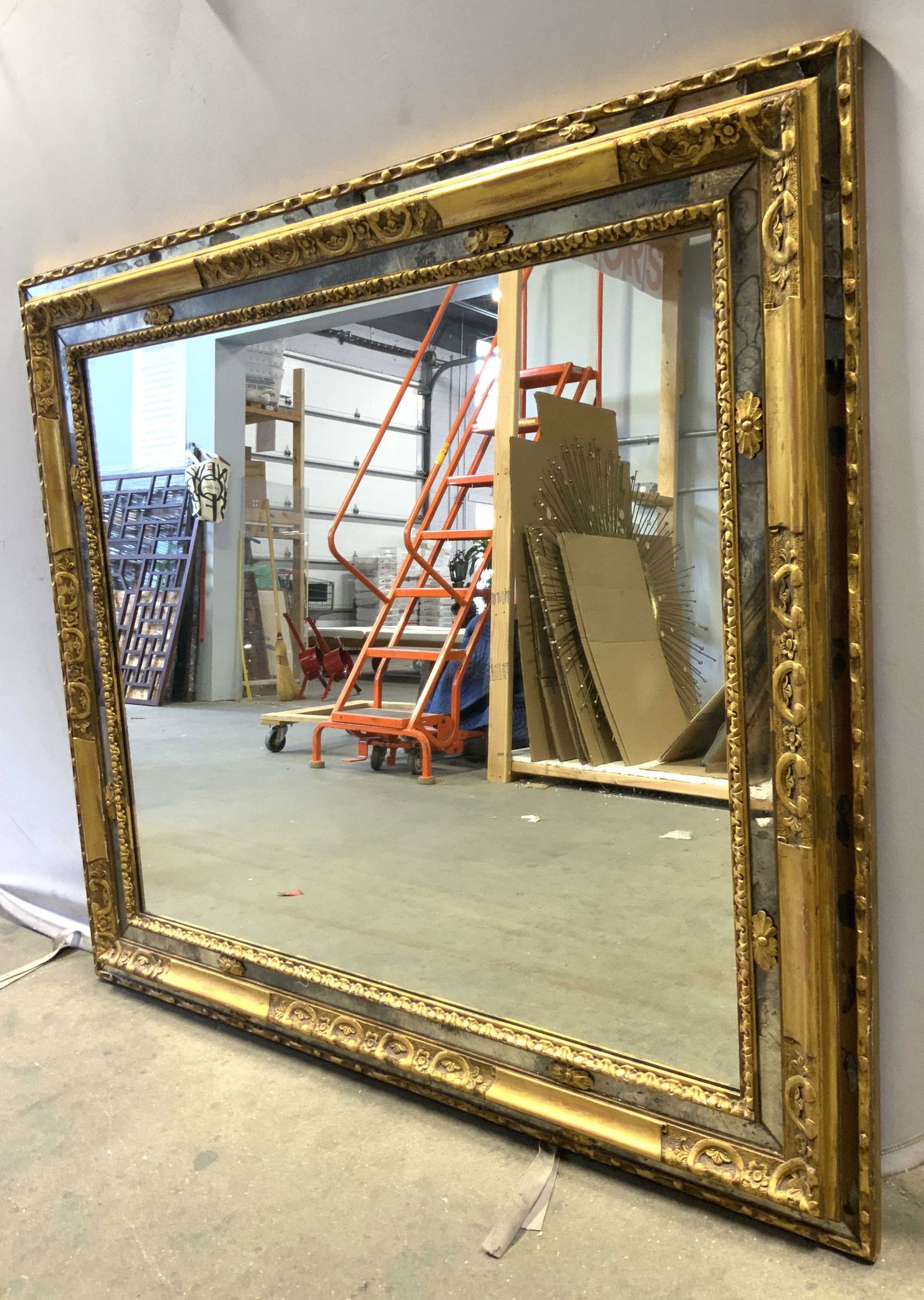 Antique Gilt Wood Frame Wall Mirror 53in (1 of 8)