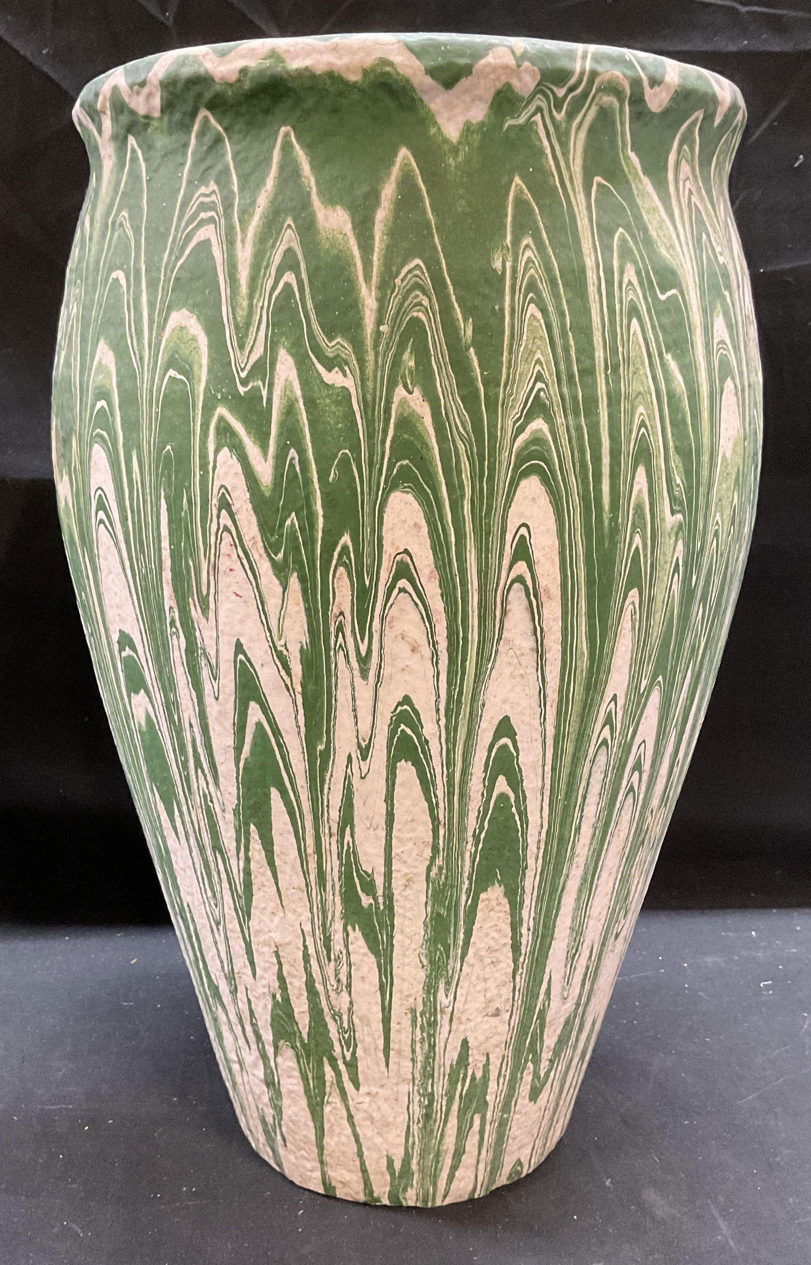 Green & White Drip Glaze Stoneware Vase 16 In T (1 of 6)