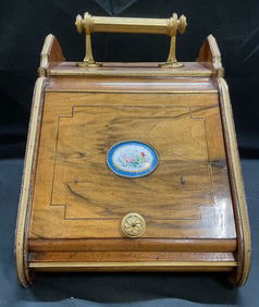 Antique Victorian Wood Coal Scuttle