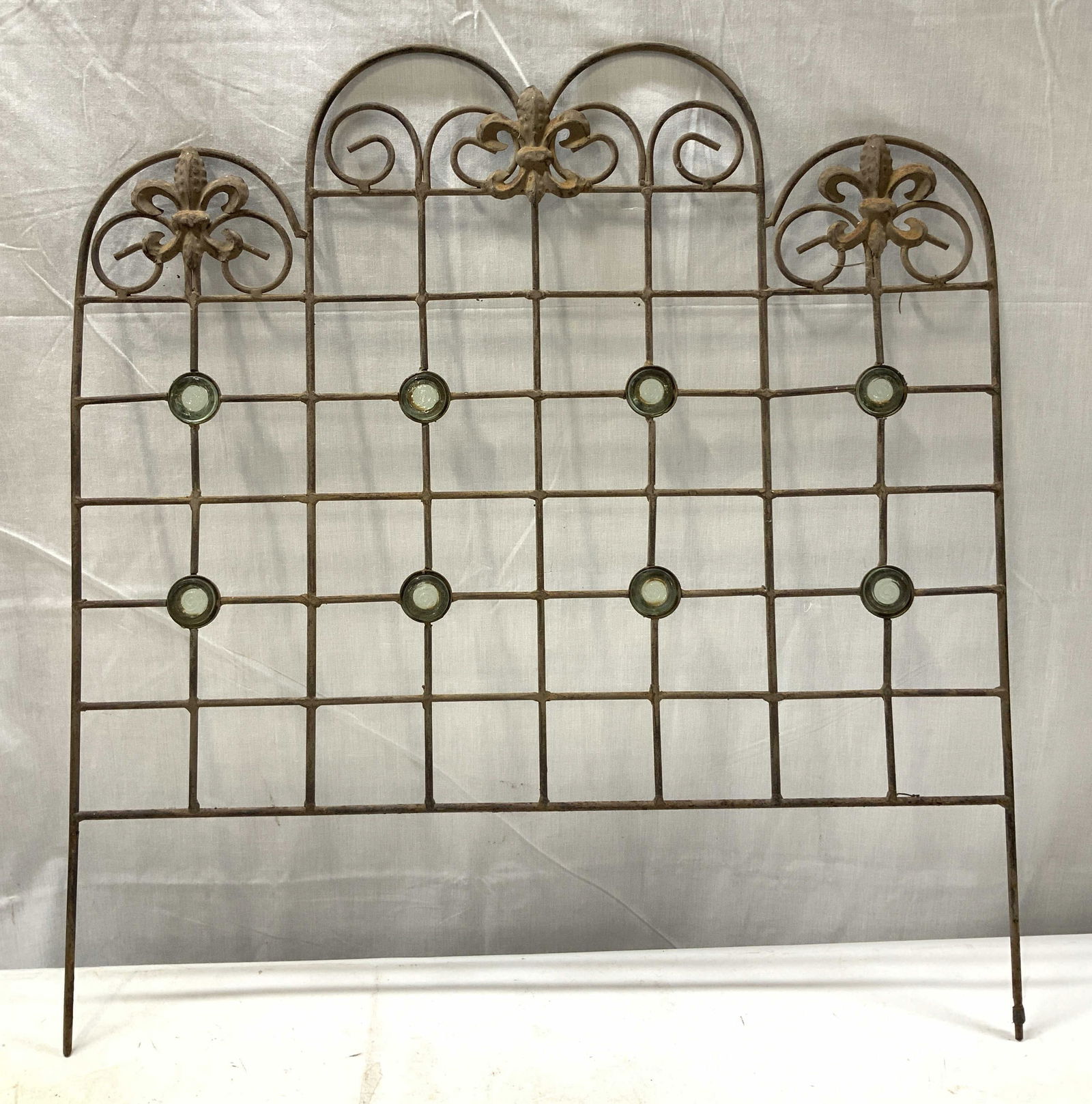 Set 5 Antq Iron Cemetery Fence Panels W Glass 26in (1 of 8)