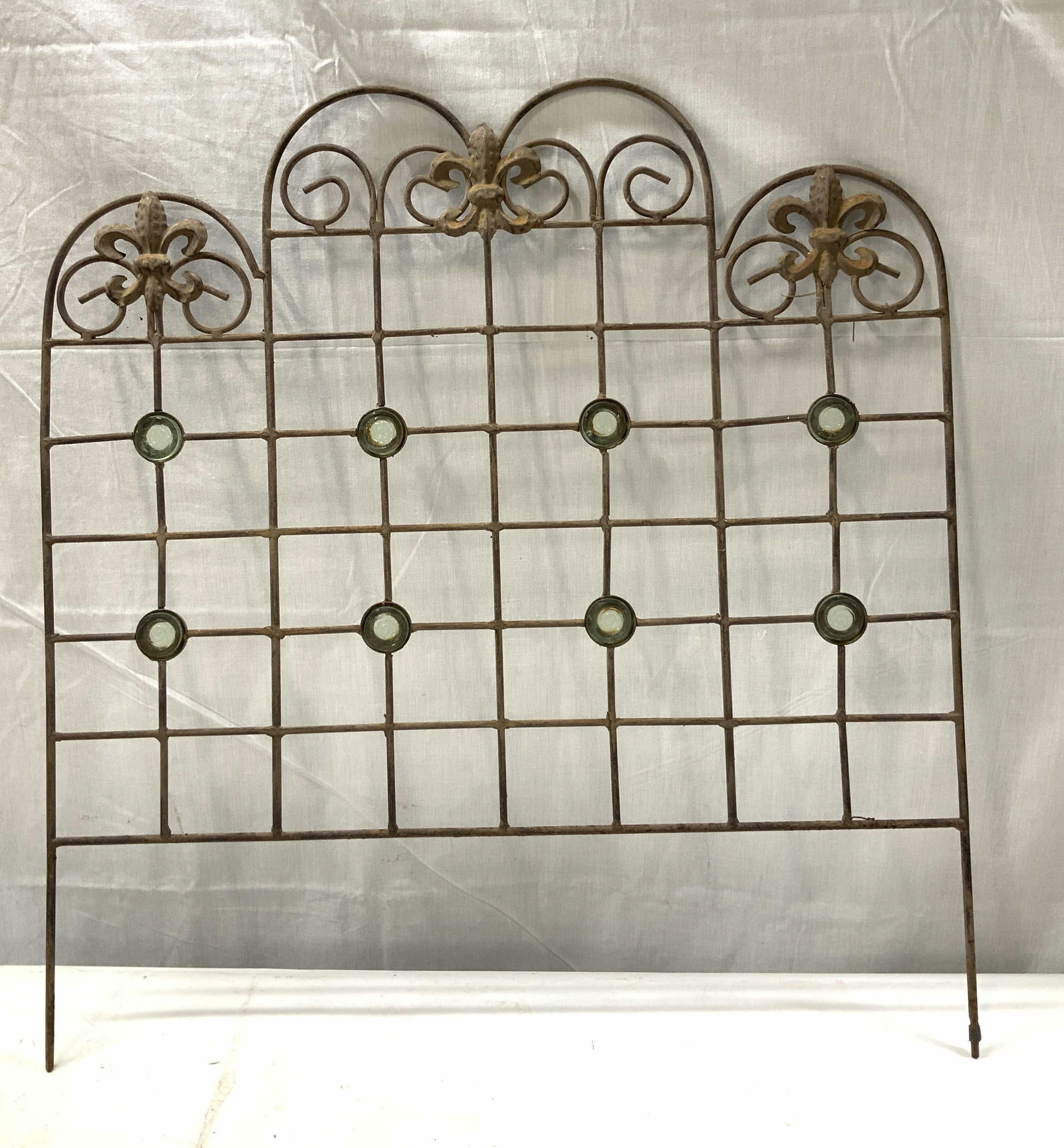 Set 6 Antq Iron Cemetery Fence Panels W Glass 26in (1 of 11)