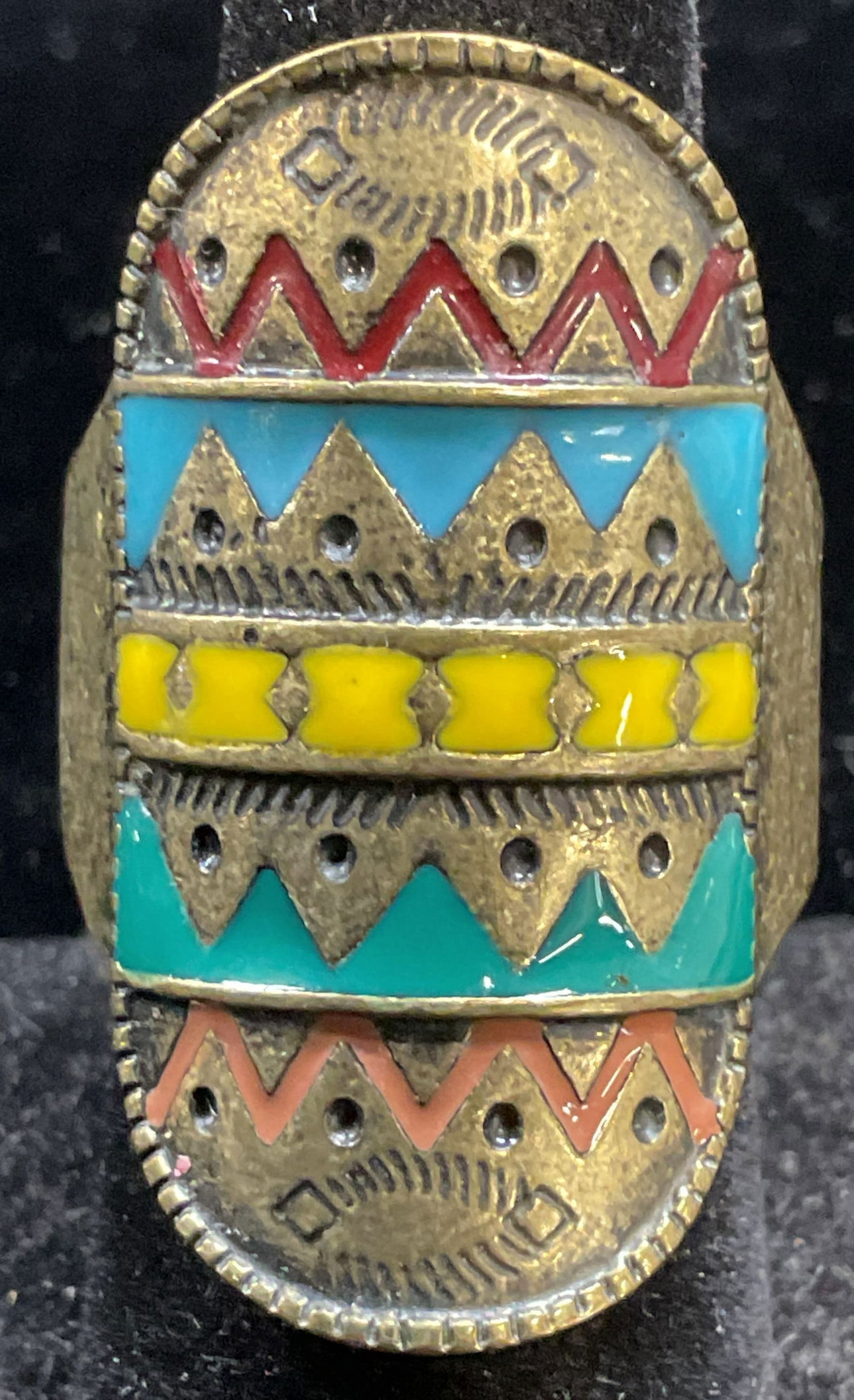Vintage Gold Tone Enamel Statement Ring (1 of 6)