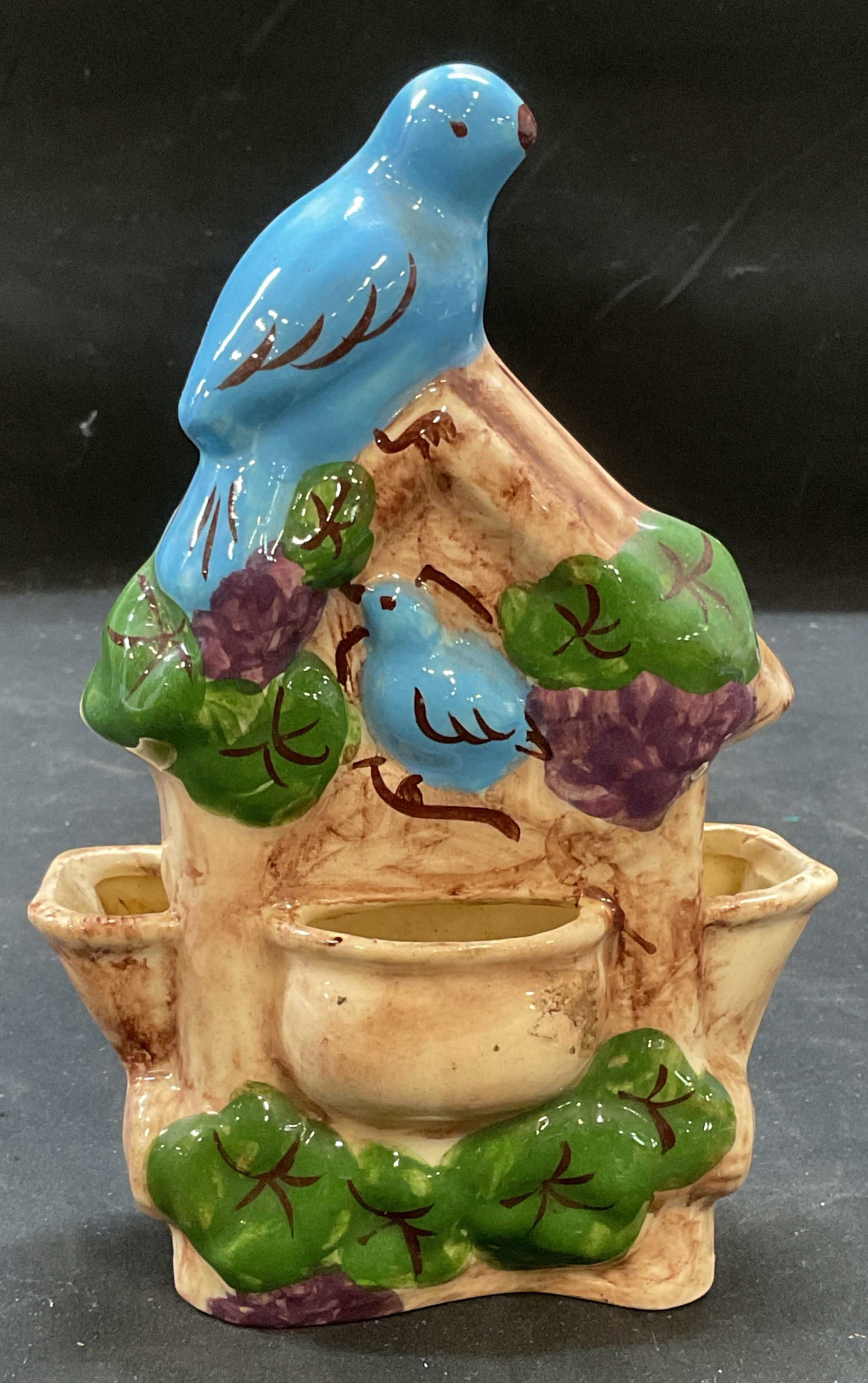 Vtg Ceramic Bird & Birdhouse Wall Pocket Planter (1 of 6)