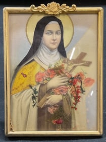Framed Saint Therese Flower Collage Portrait