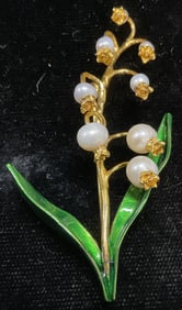 MMA Sterling Silver Pearl Flower Brooch
