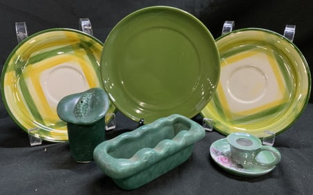 Lot6 Porc Tableware Ganz, Gingham Vernonware USA+