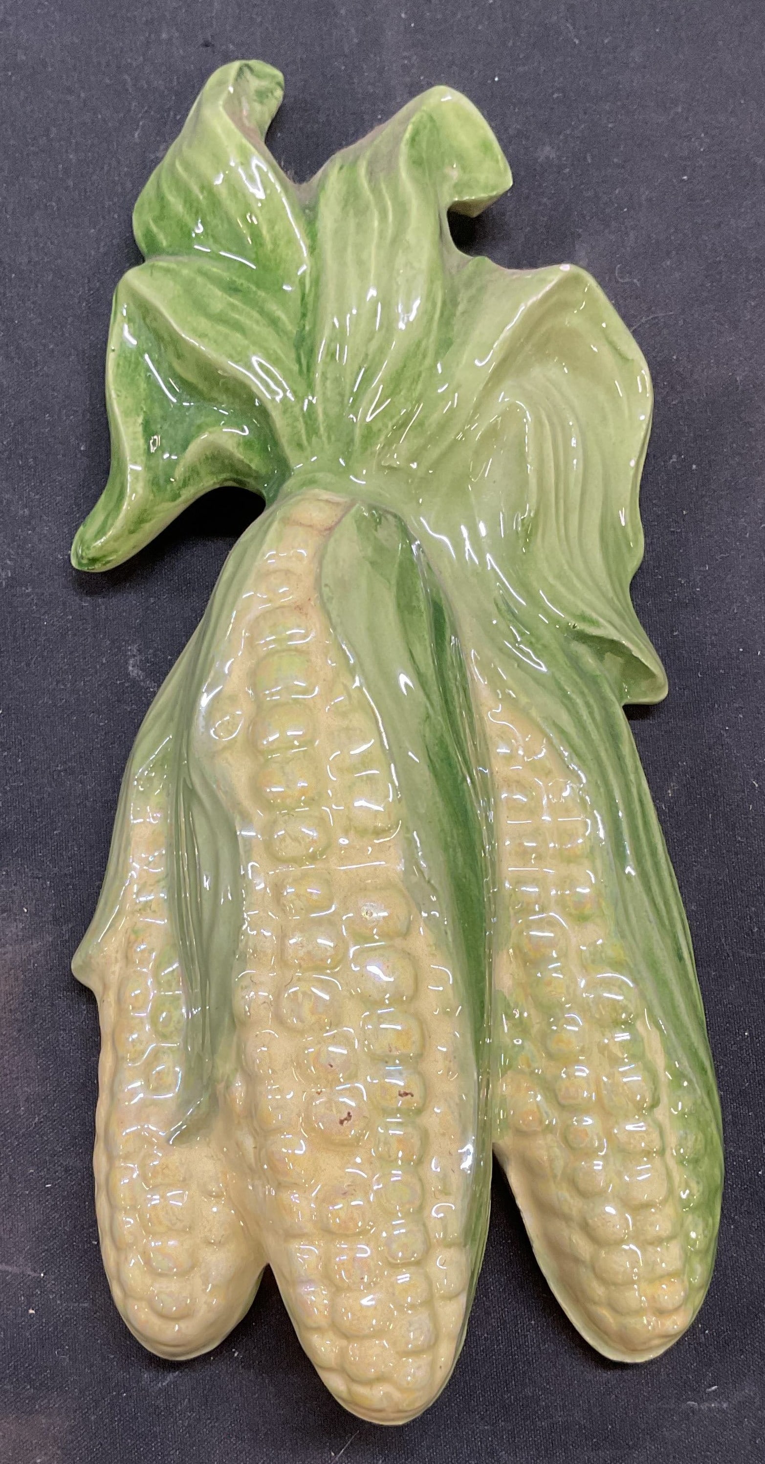 MCM Art Pottery Iridescent Glaze Corn Wall Plaque (1 of 6)