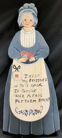 Vntg Hand Painted Wooden Scissor Rack Sign