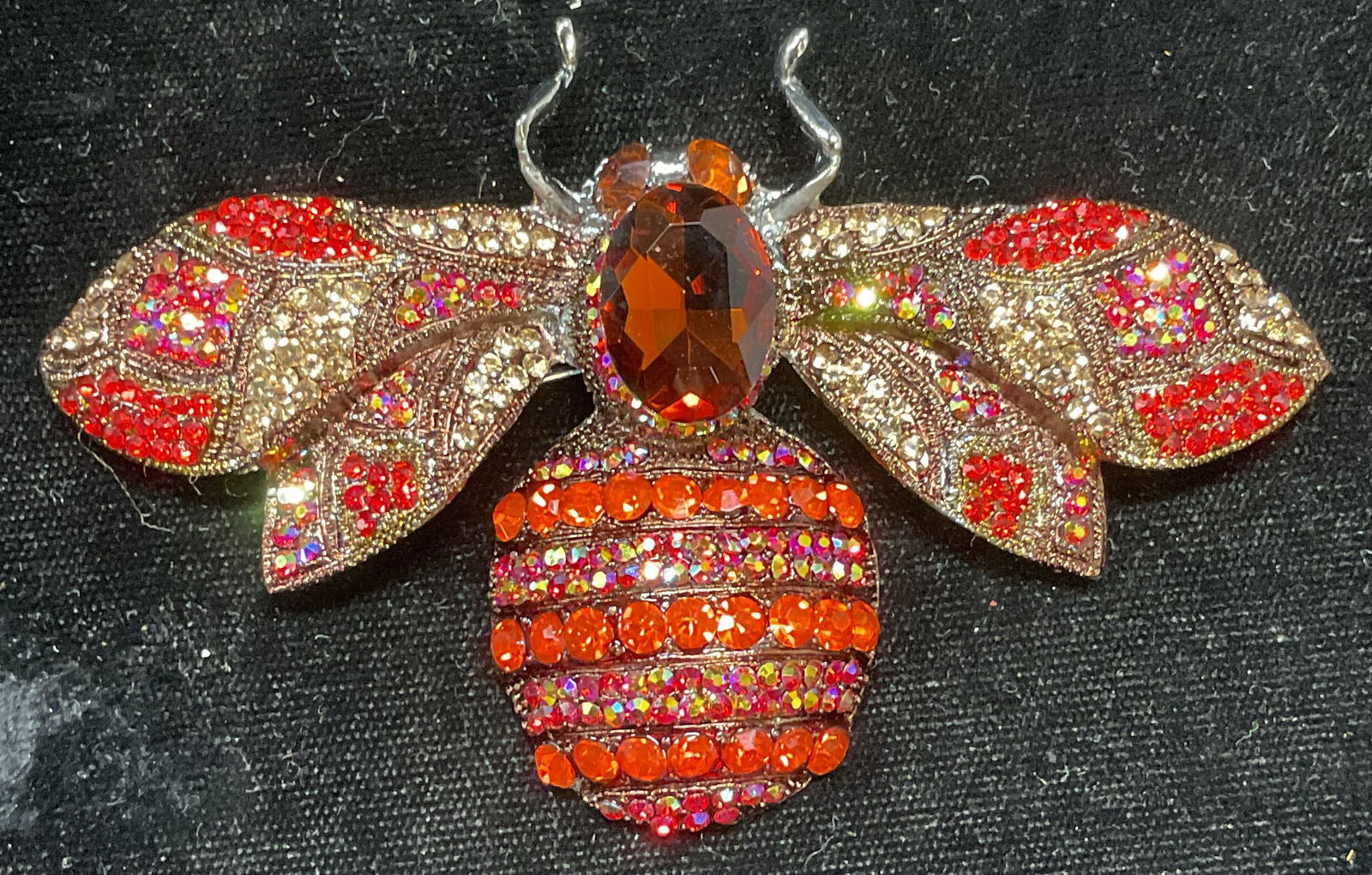 XL Red Crystal Bee Insect Brooch, 4 In Wide (1 of 7)