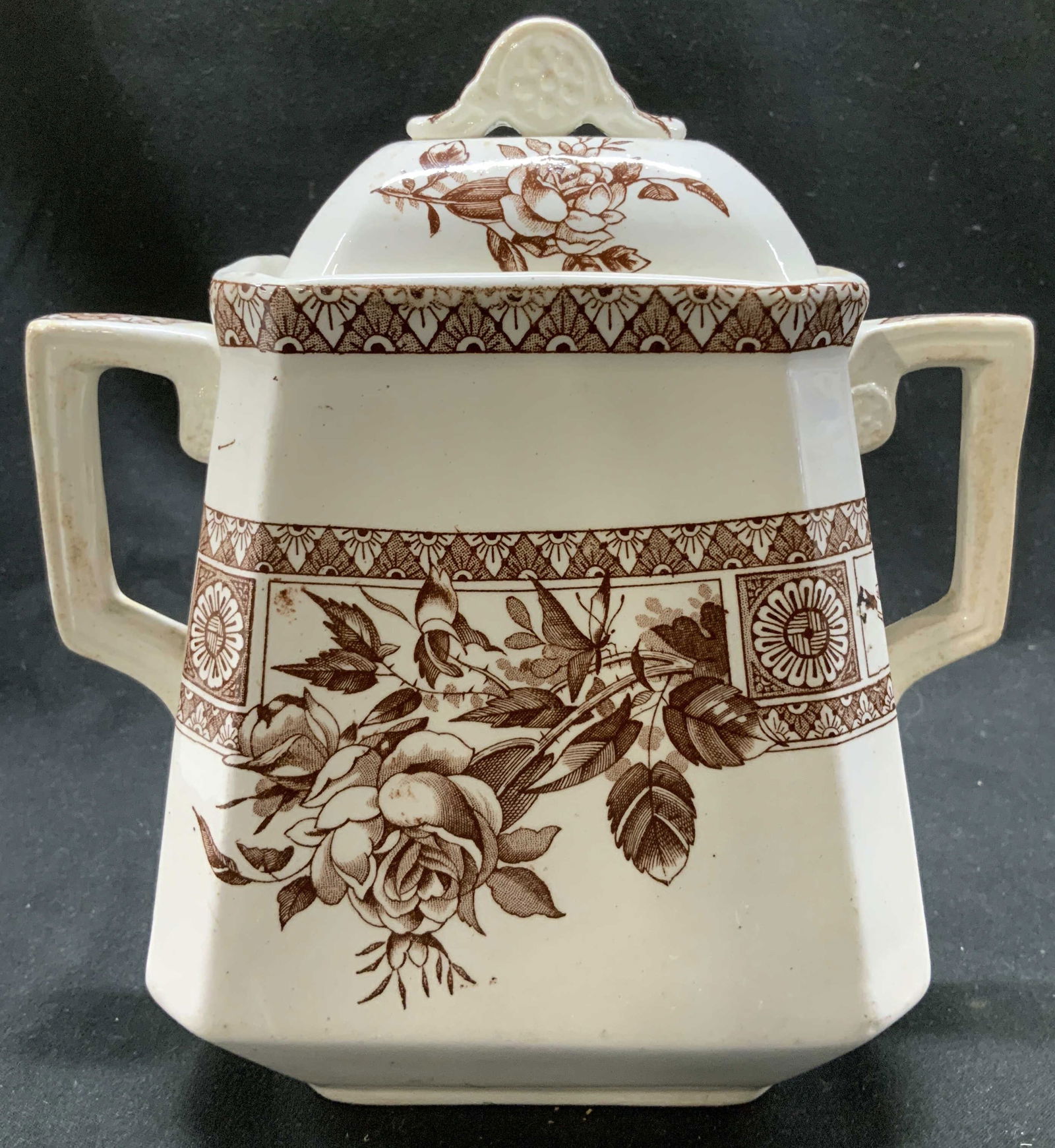 Antq L.S. & S. GARFIELD Transferware Floral Jar (1 of 8)