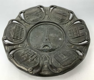 Vtg Art Deco Paris Landmarks Souvenir Plate FRANCE