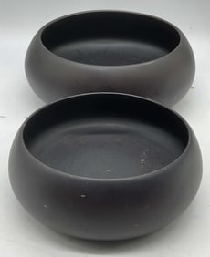 Lot 2 Black Lacquered Wood Bowls