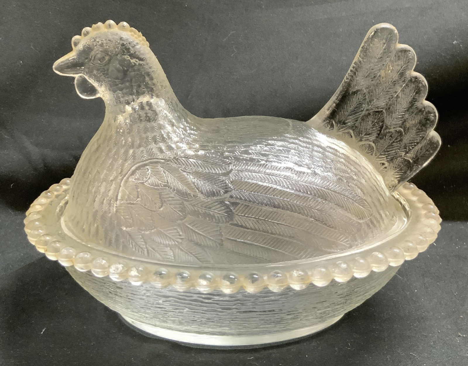 Vintage Glass Clear Hen On Nest Covered Dish (1 of 6)