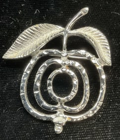 Vtg Sarah Coventry Silver Tn Apple Brooch