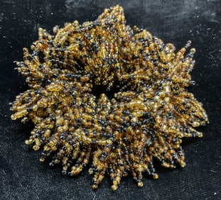 Vintage Gold Tone Black Seed Bead Bracelet