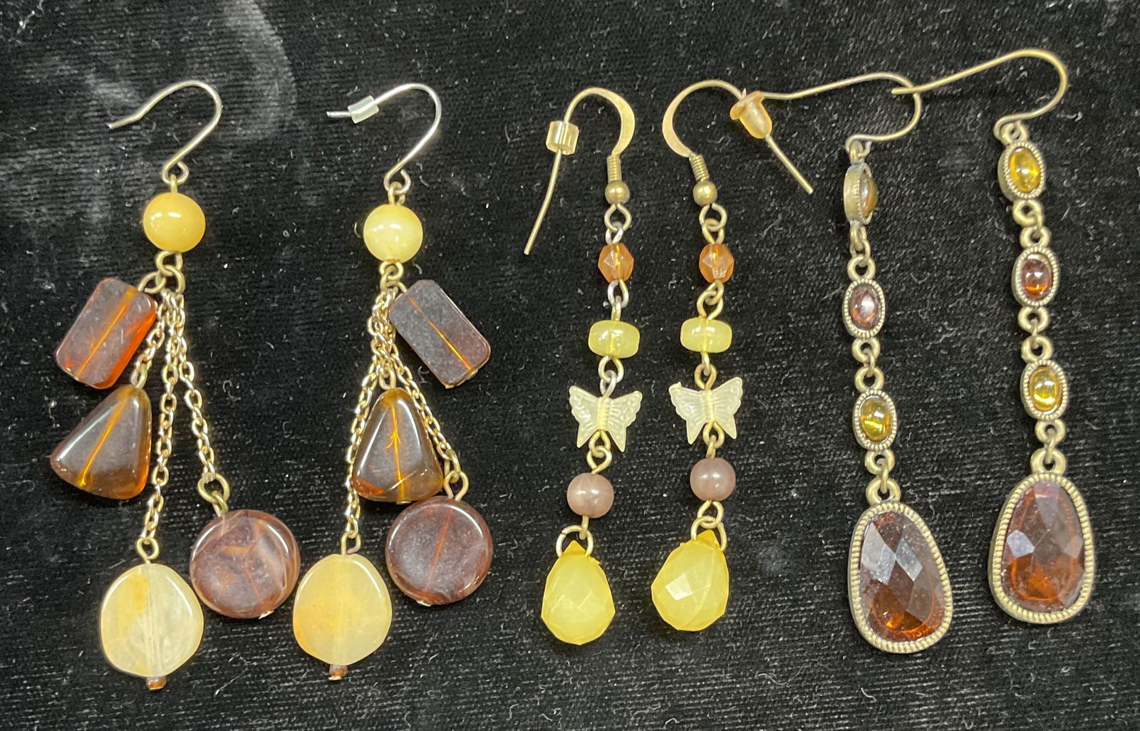 Lot 3 Vintage Crystal Lucite Dangle Earrings (1 of 7)