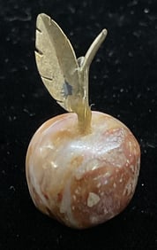 Vintage Sterling Silver Red Stone Apple Pendant