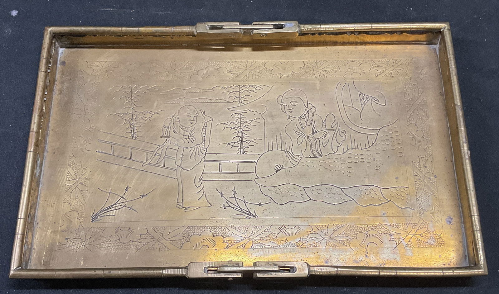 Vintage Etched Brass Chinese Scene Tray (1 of 7)