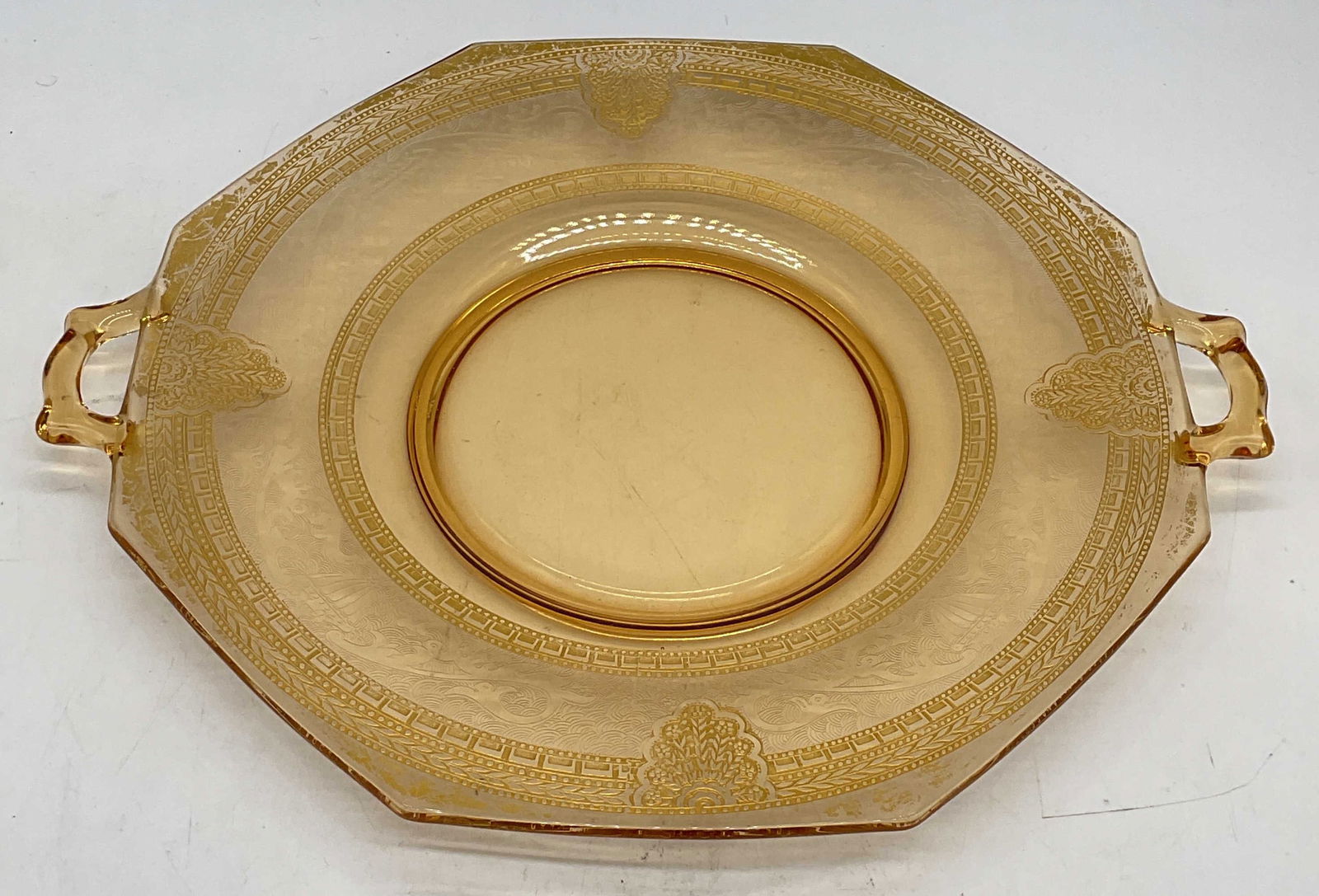 Vintage Gilt Amber Depression Glass Platter (1 of 7)