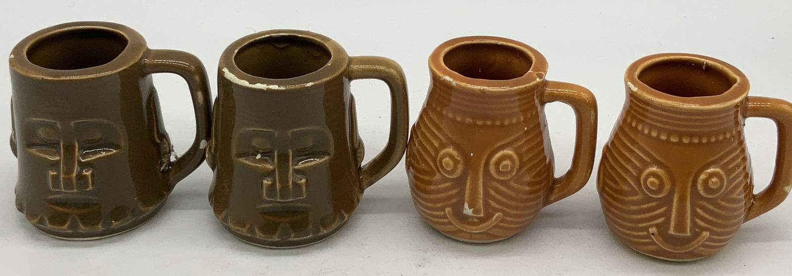 Lot 4 Vntg Ceramic Tiki Face Mini Mugs JAPAN (1 of 8)