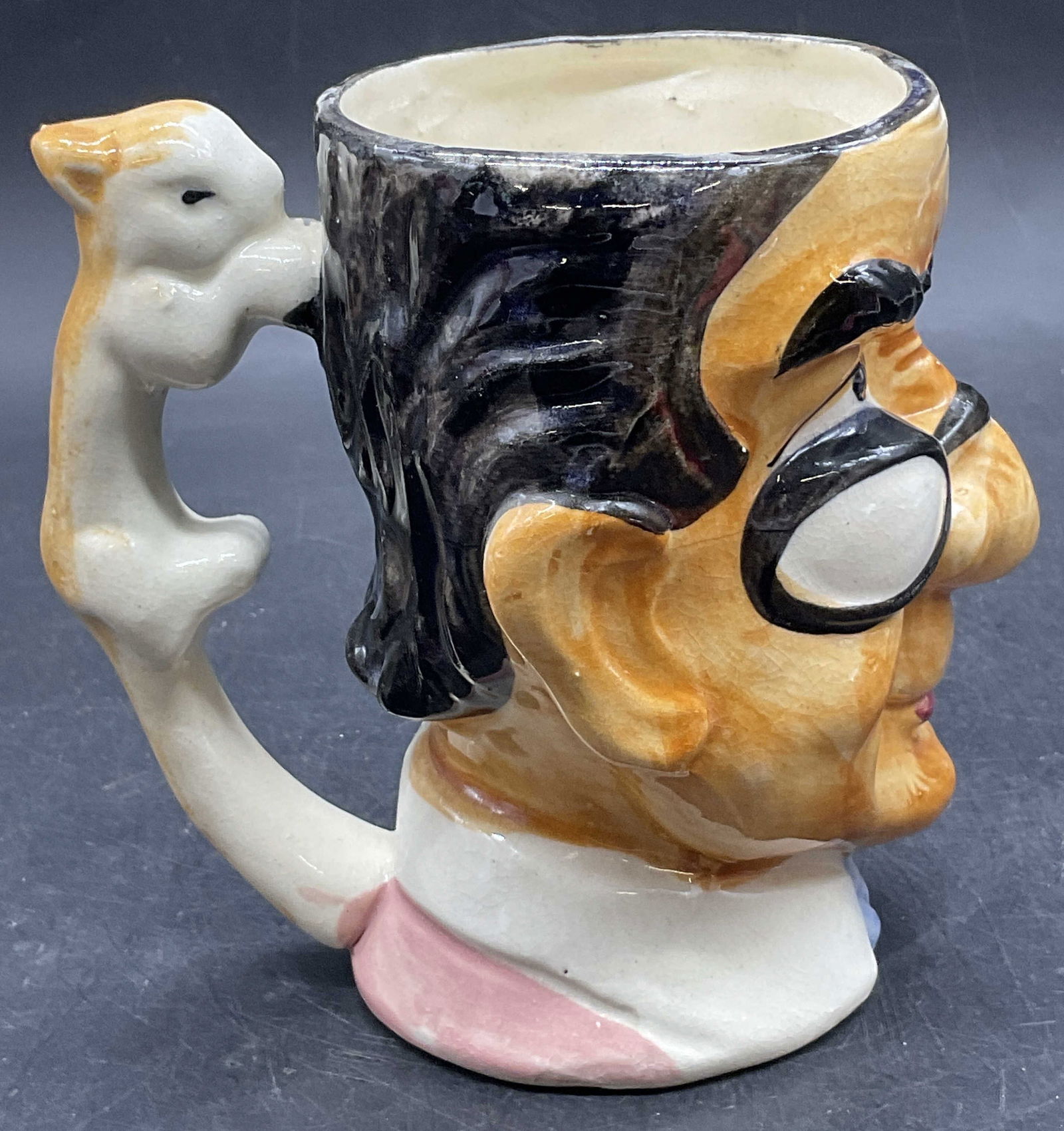 Vntg Hand Painted Ceramic Face Figural Mug Japan (1 of 7)