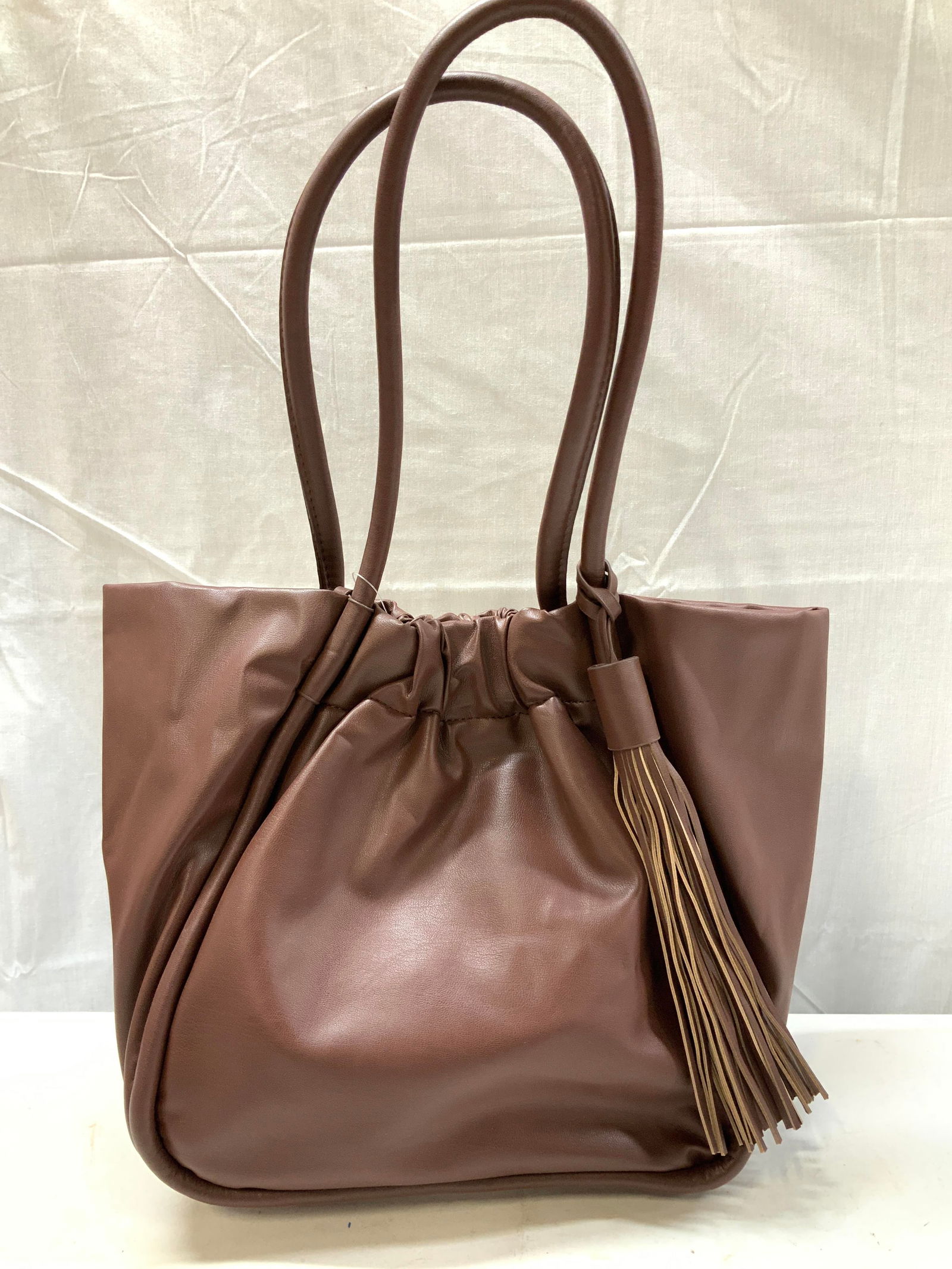 Chocolate Faux Leather Tassel Shoulder Bag NWT (1 of 6)