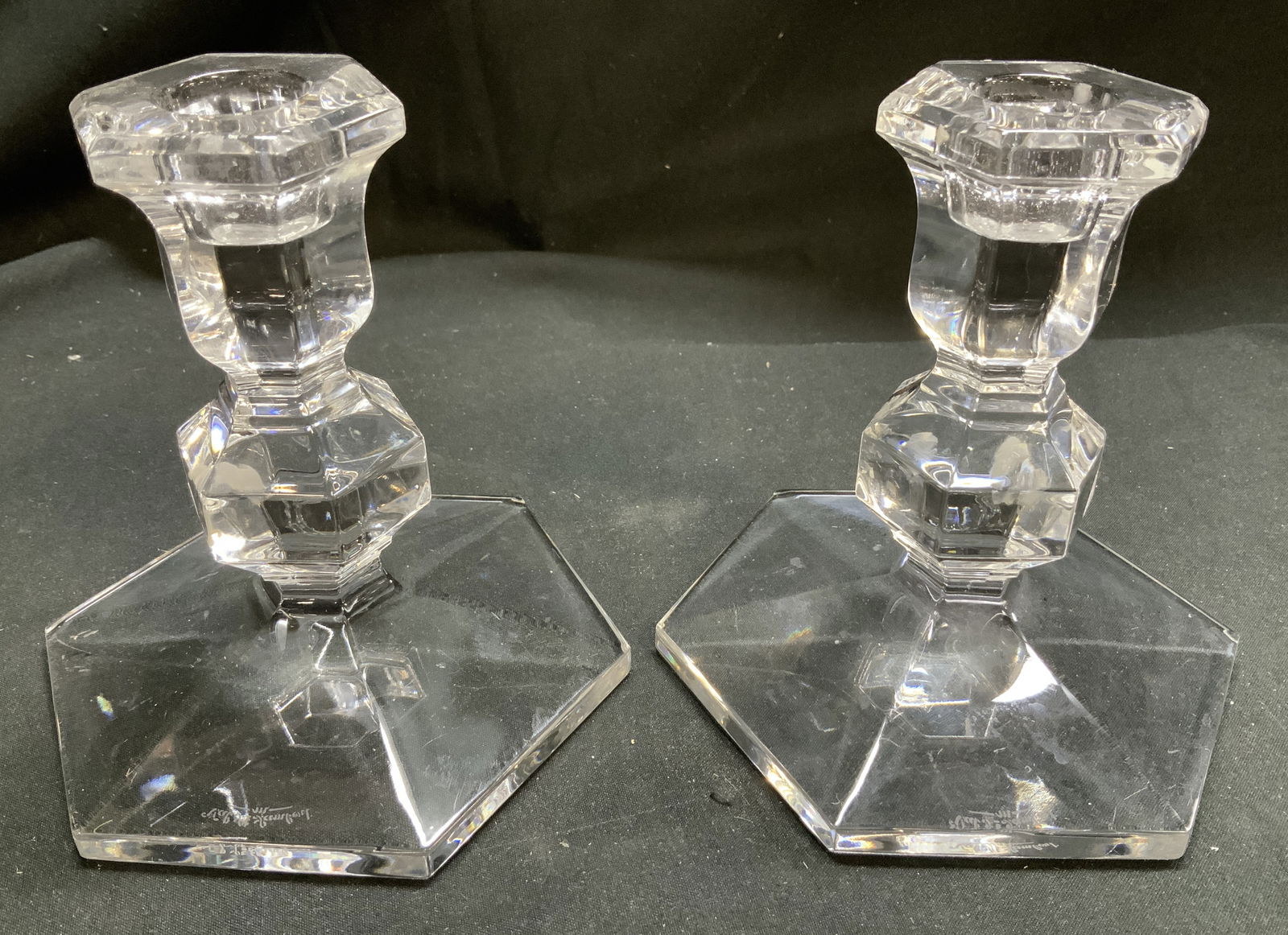 Pair Val St. Lambert Crystal Clear Candle Holders (1 of 7)