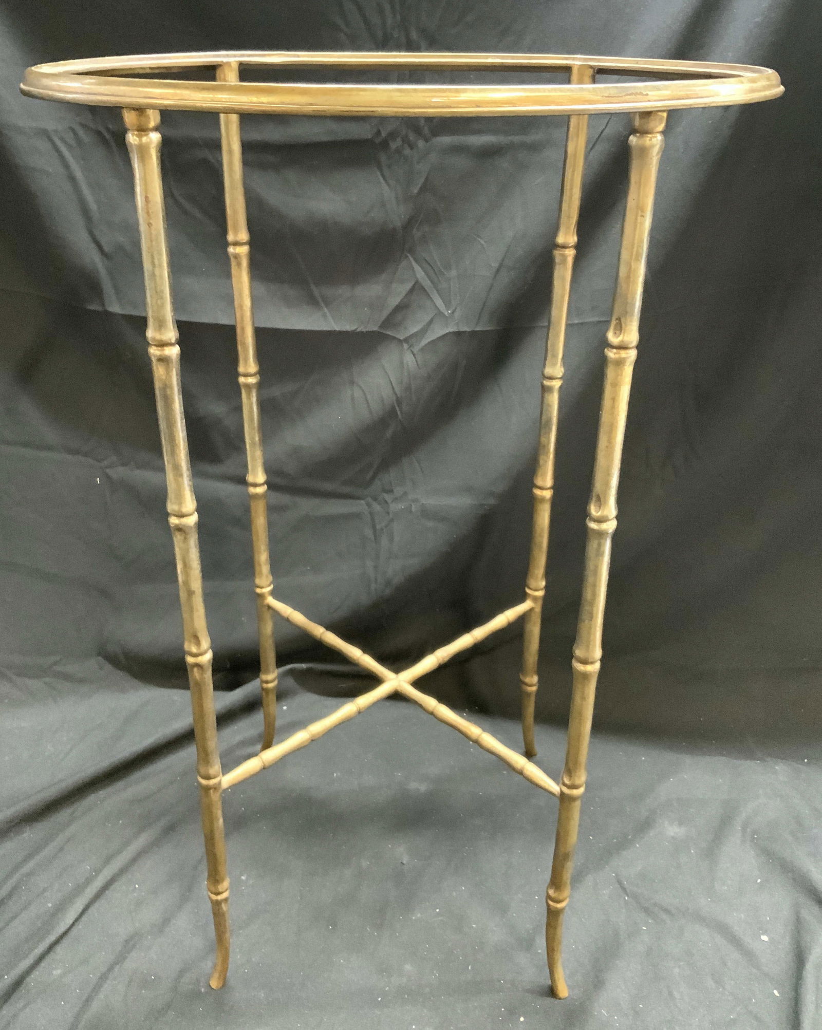 Vintage Brass Side Table Frame W Oval Top (1 of 6)