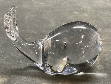 Hand Blown Art Glass Whale Figural Paperweight