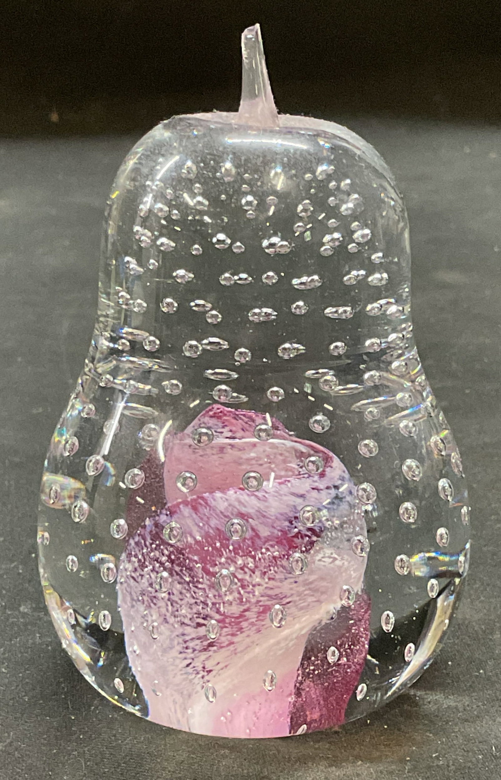 Art Glass Pear Swirl Controlled Bubble Paperweight (1 of 6)