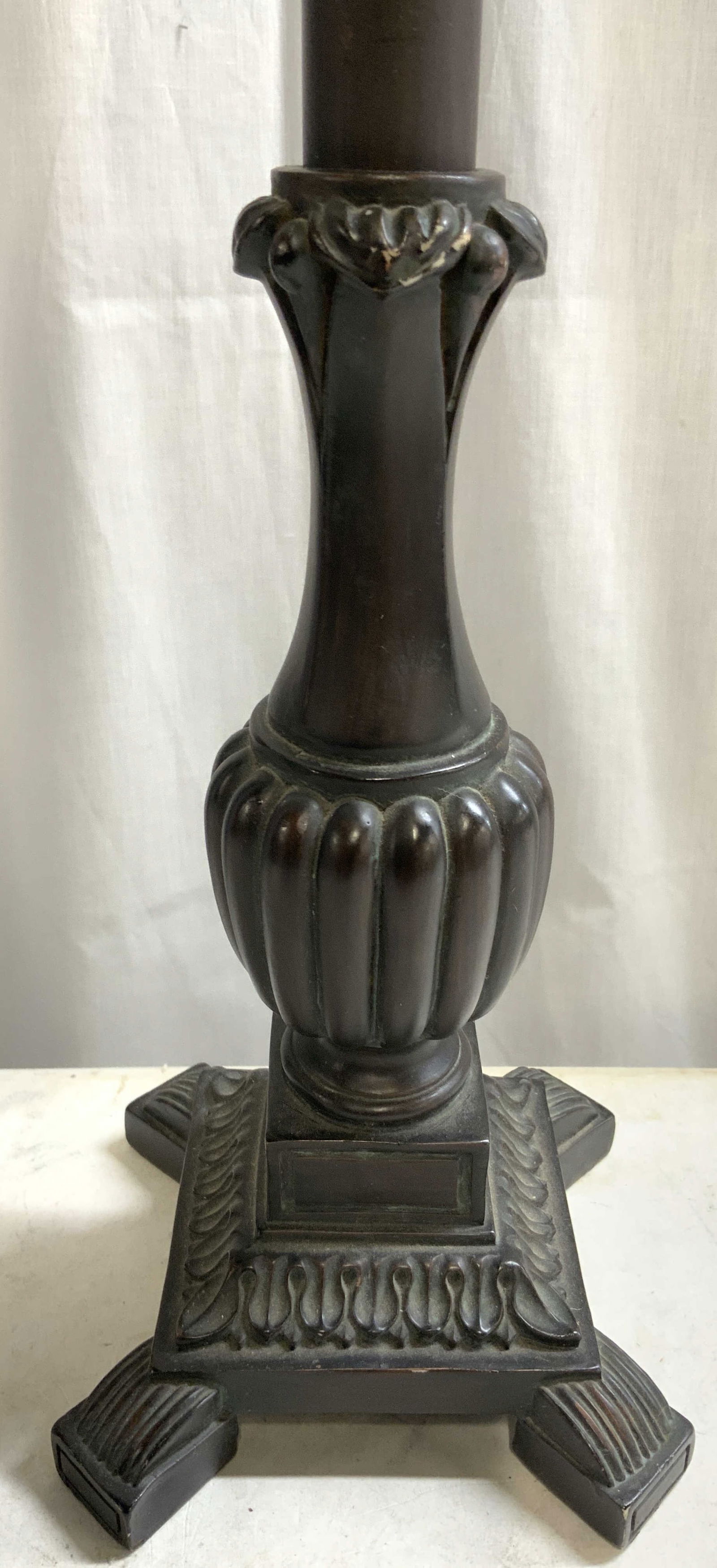 Vntg Bronzed Metal Table Lamp W Shade (1 of 8)