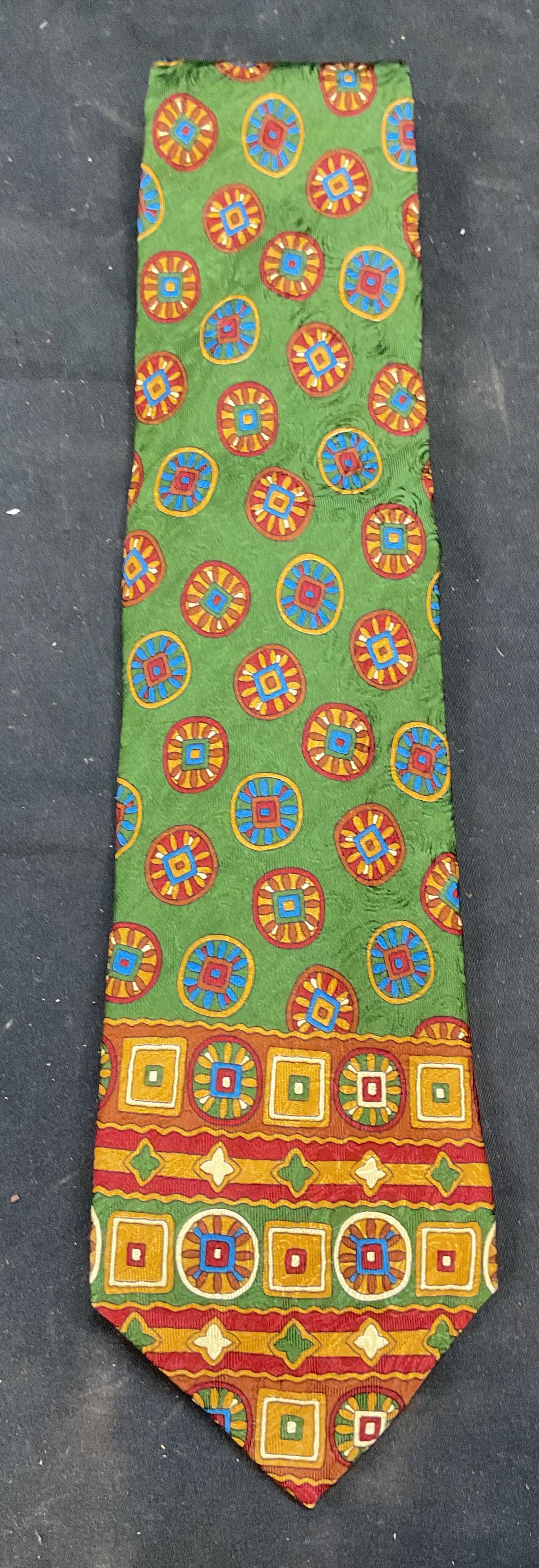 Valentino Green Geometric Print Silk Tie, Italy (1 of 6)
