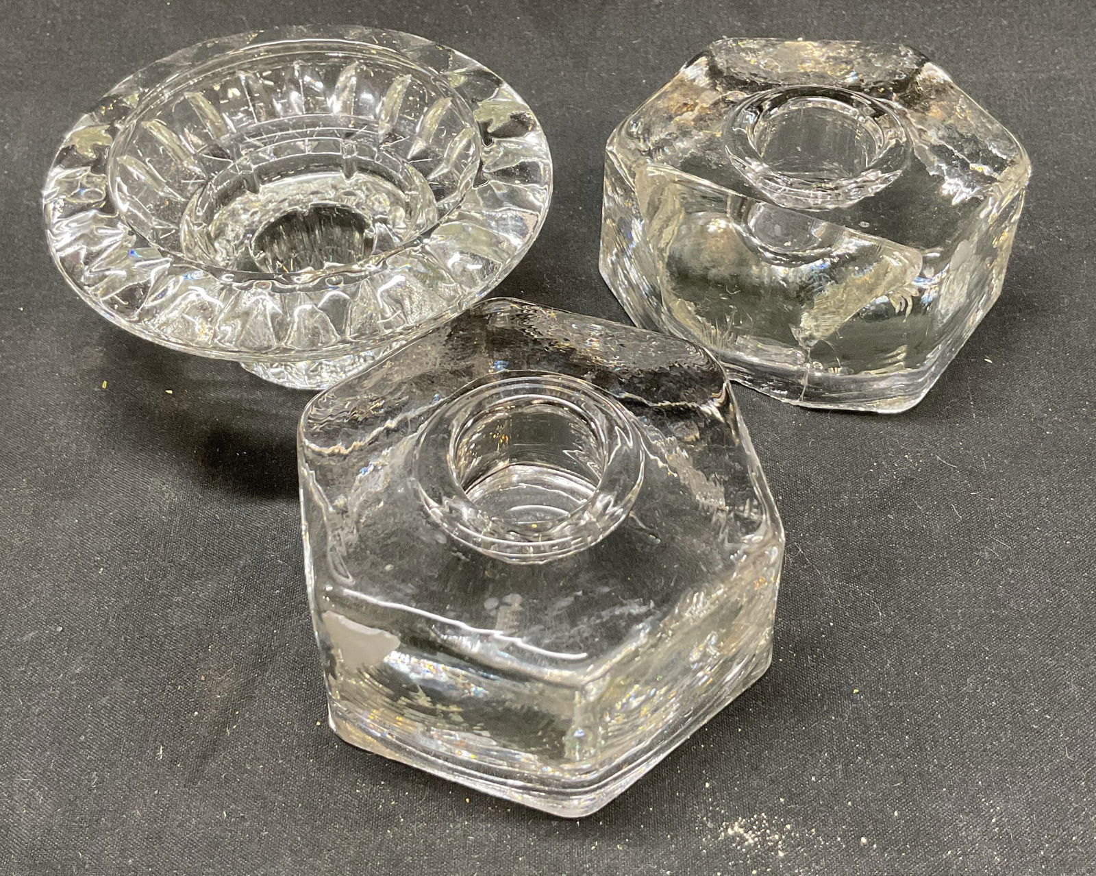 Lot 3 Vtg Glass Candlestick Holders Indonesia (1 of 9)