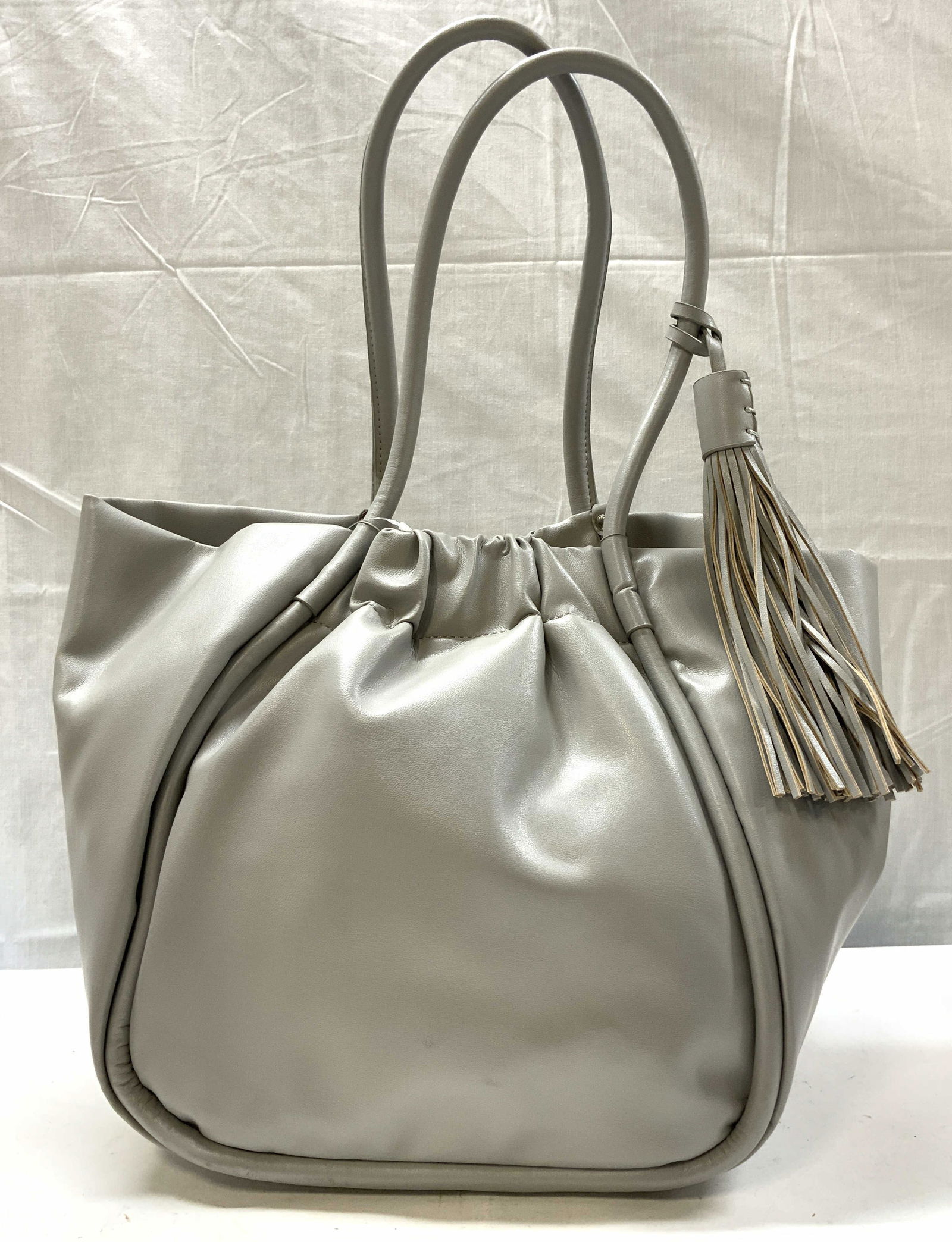 Grey Faux Leather Tassel Handbag NWT (1 of 6)